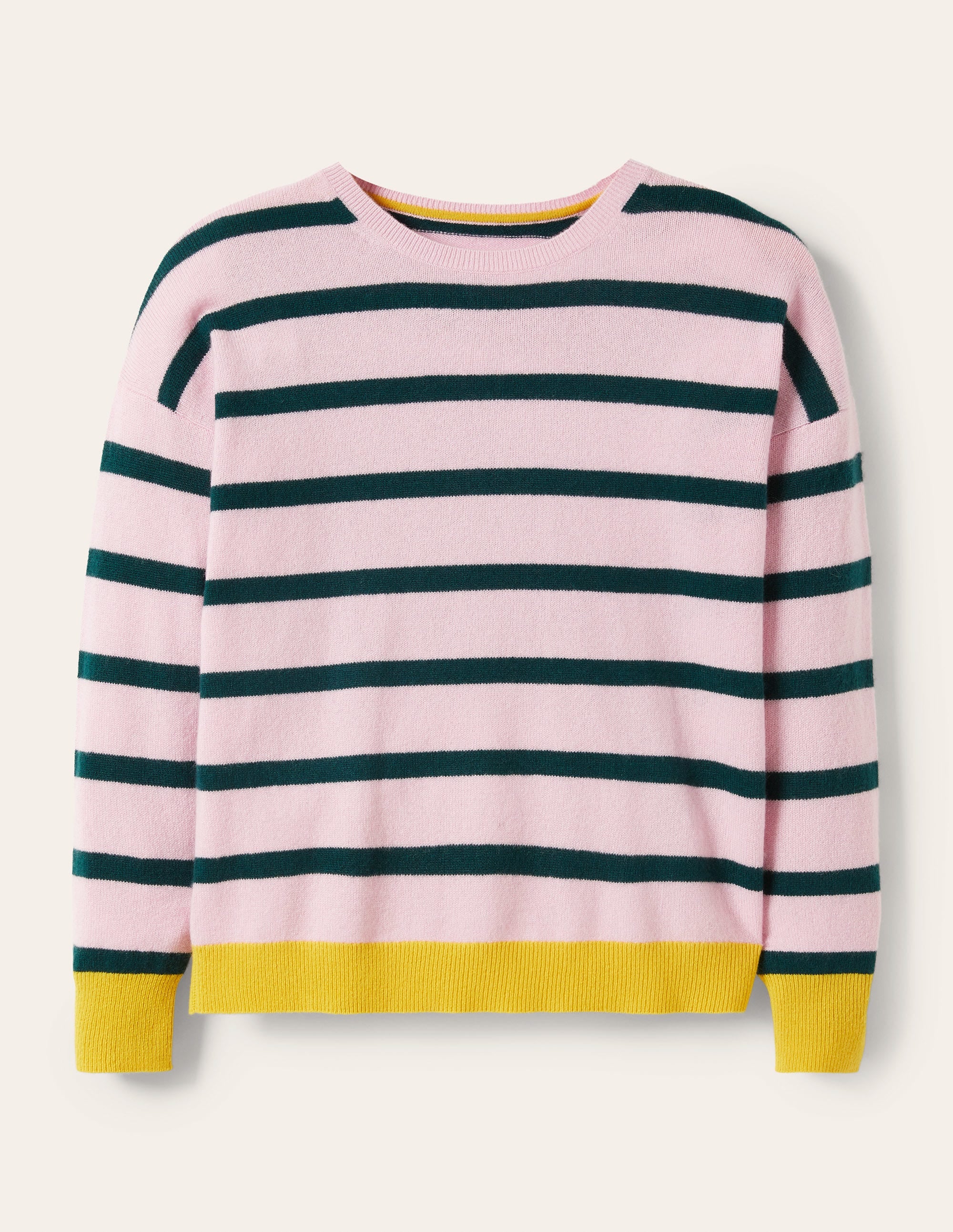 Striped Cashmere Sweater-Morganite Pink Stripe - Image 5