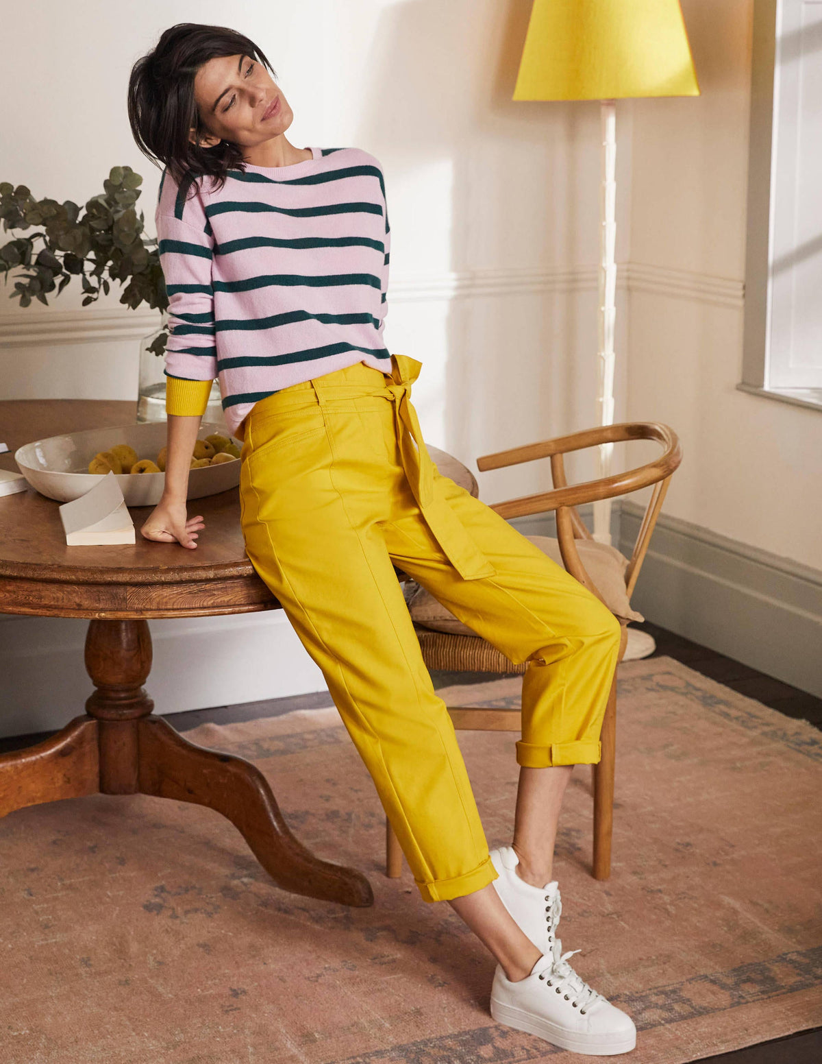 Striped Cashmere Sweater-Morganite Pink Stripe - Image 4