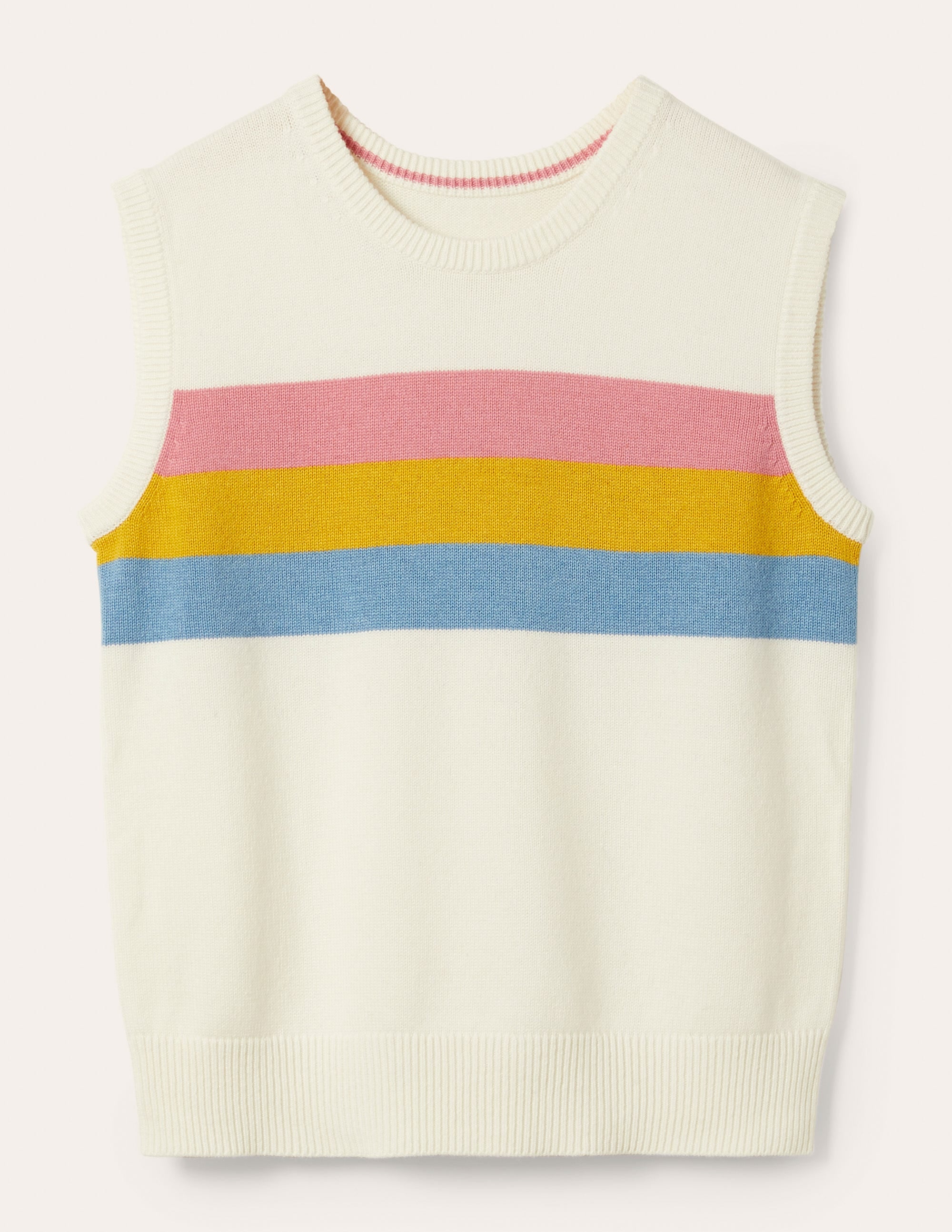 Fiona Sweater Vest-Ivory, Placement Stripe - Image 5