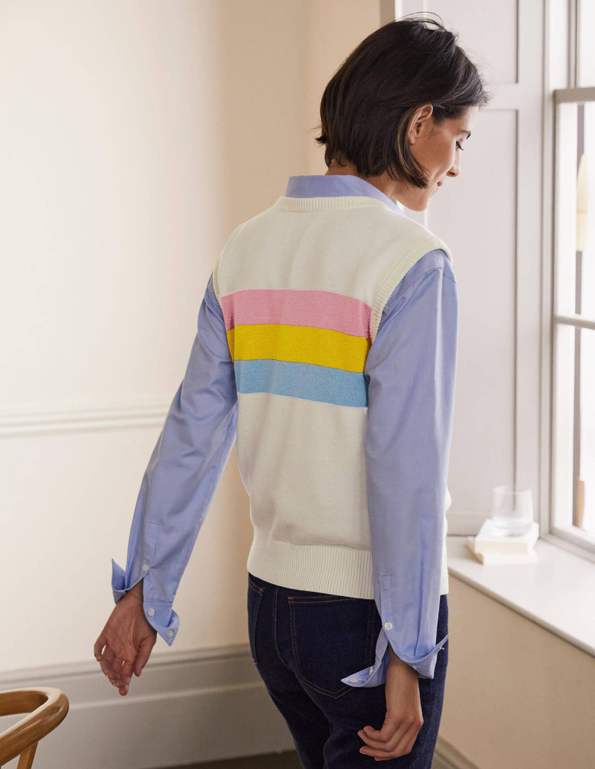 Fiona Sweater Vest-Ivory, Placement Stripe-3
