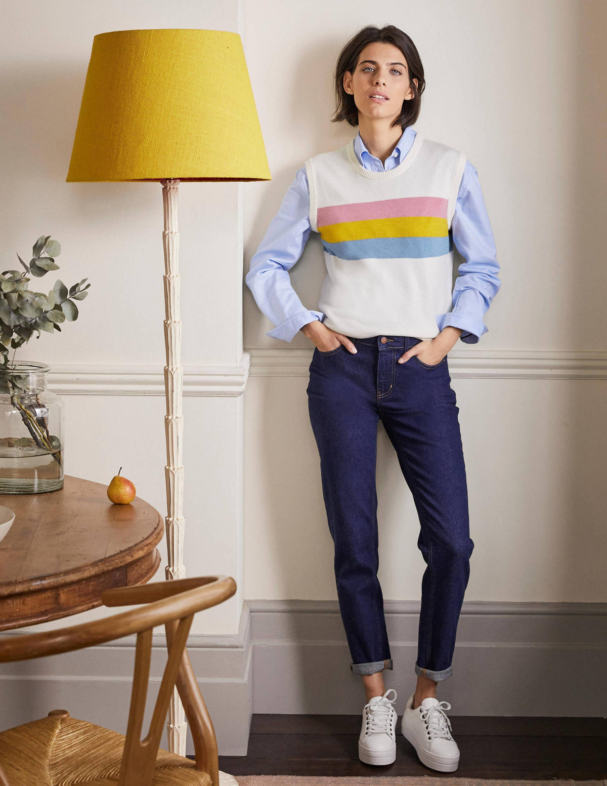 Fiona Sweater Vest-Ivory, Placement Stripe-4