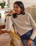 Relaxed Woven Mix Sweater-Chinchilla Melange