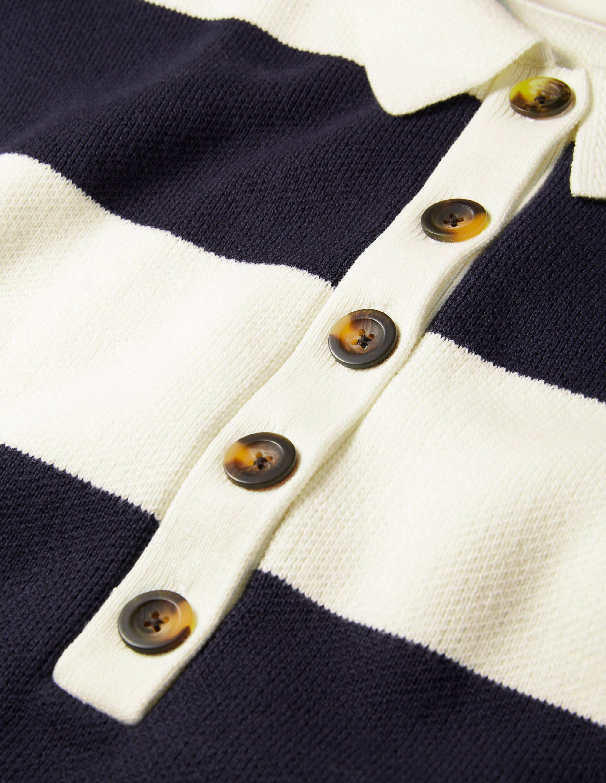 Striped Knitted Rugby Sweater-Ivory and Navy Stripe - Image 6