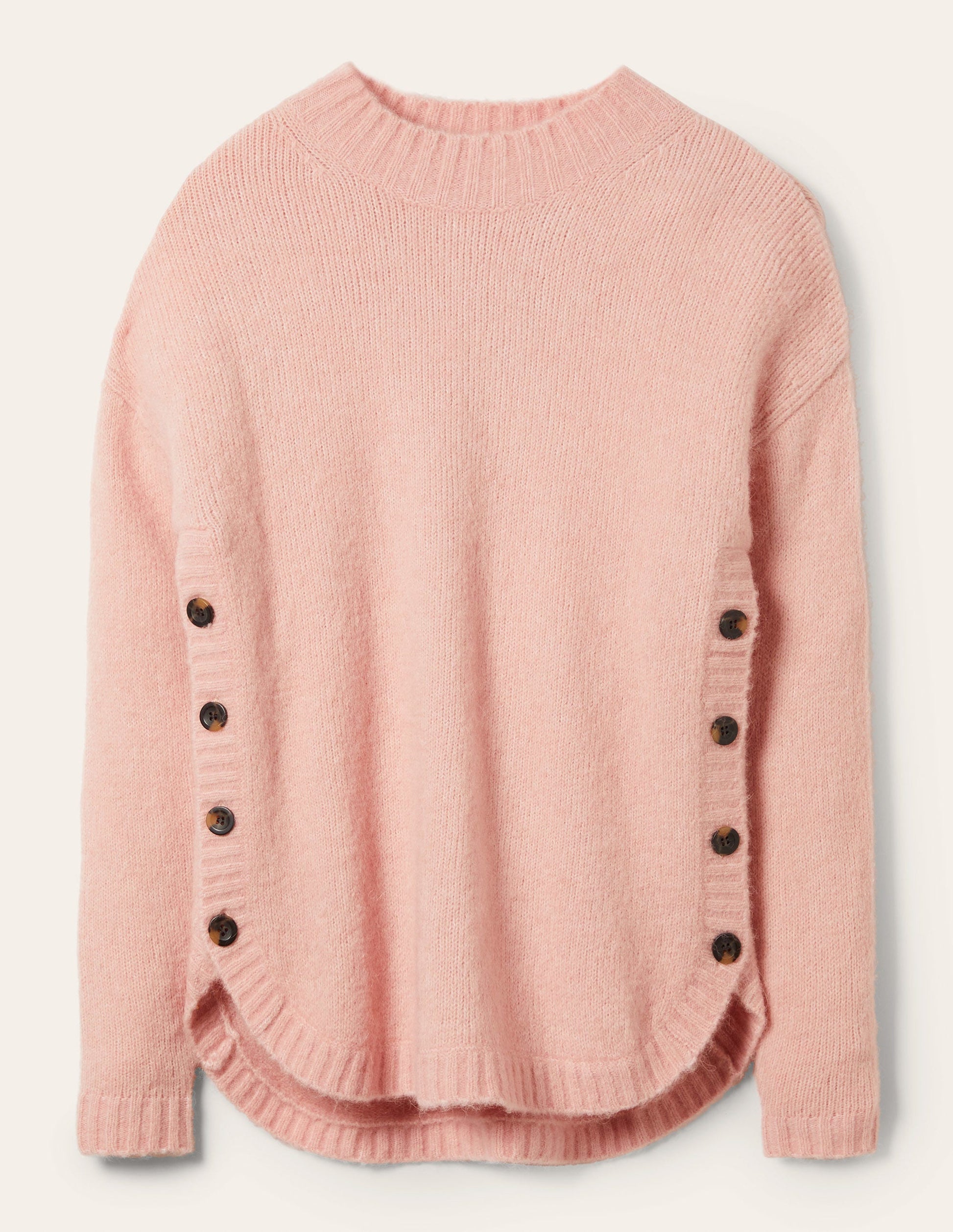 Fluffy Side Button Sweater-Milkshake-5