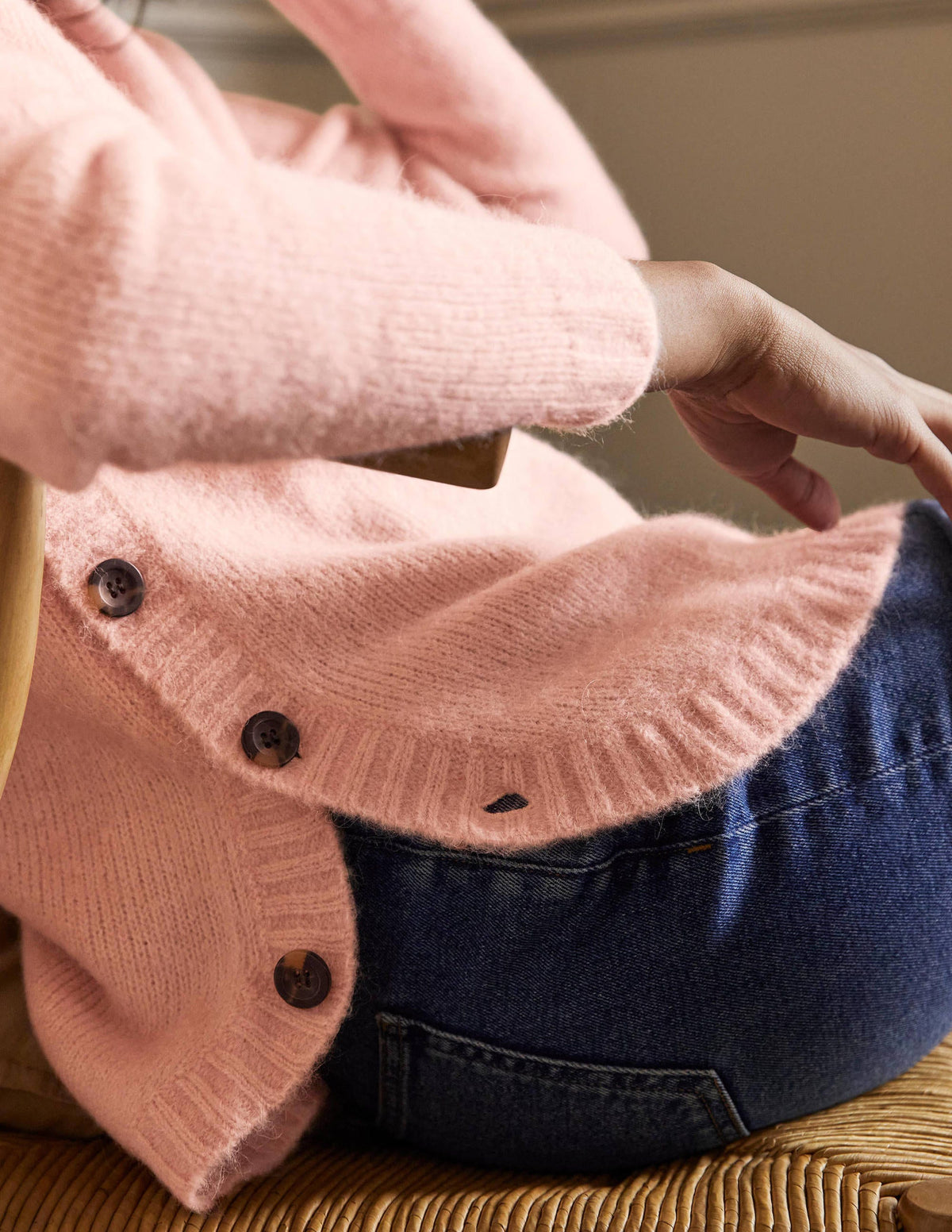 Fluffy Side Button Sweater-Milkshake-2