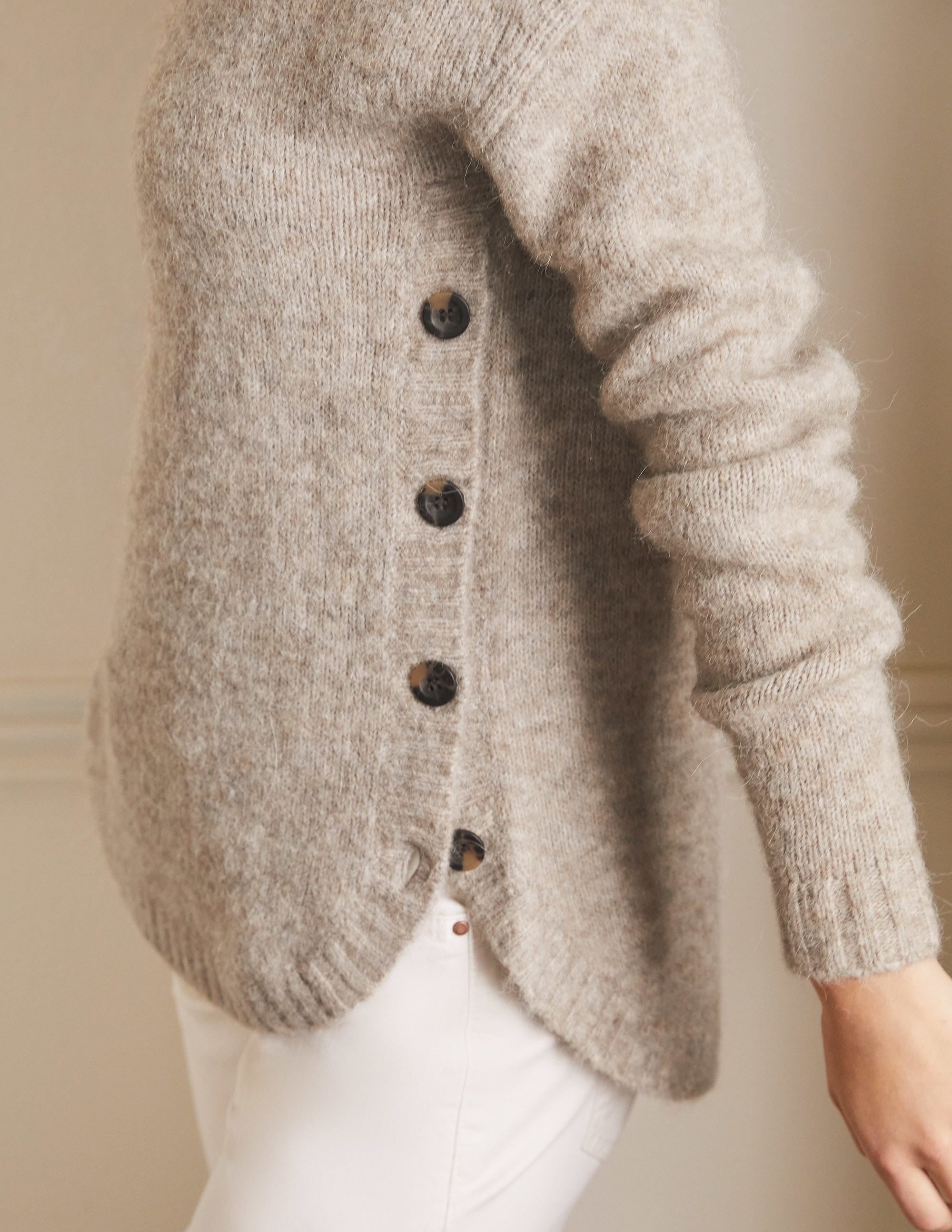 Fluffy Side Button Sweater-Mink Melange - Image 2