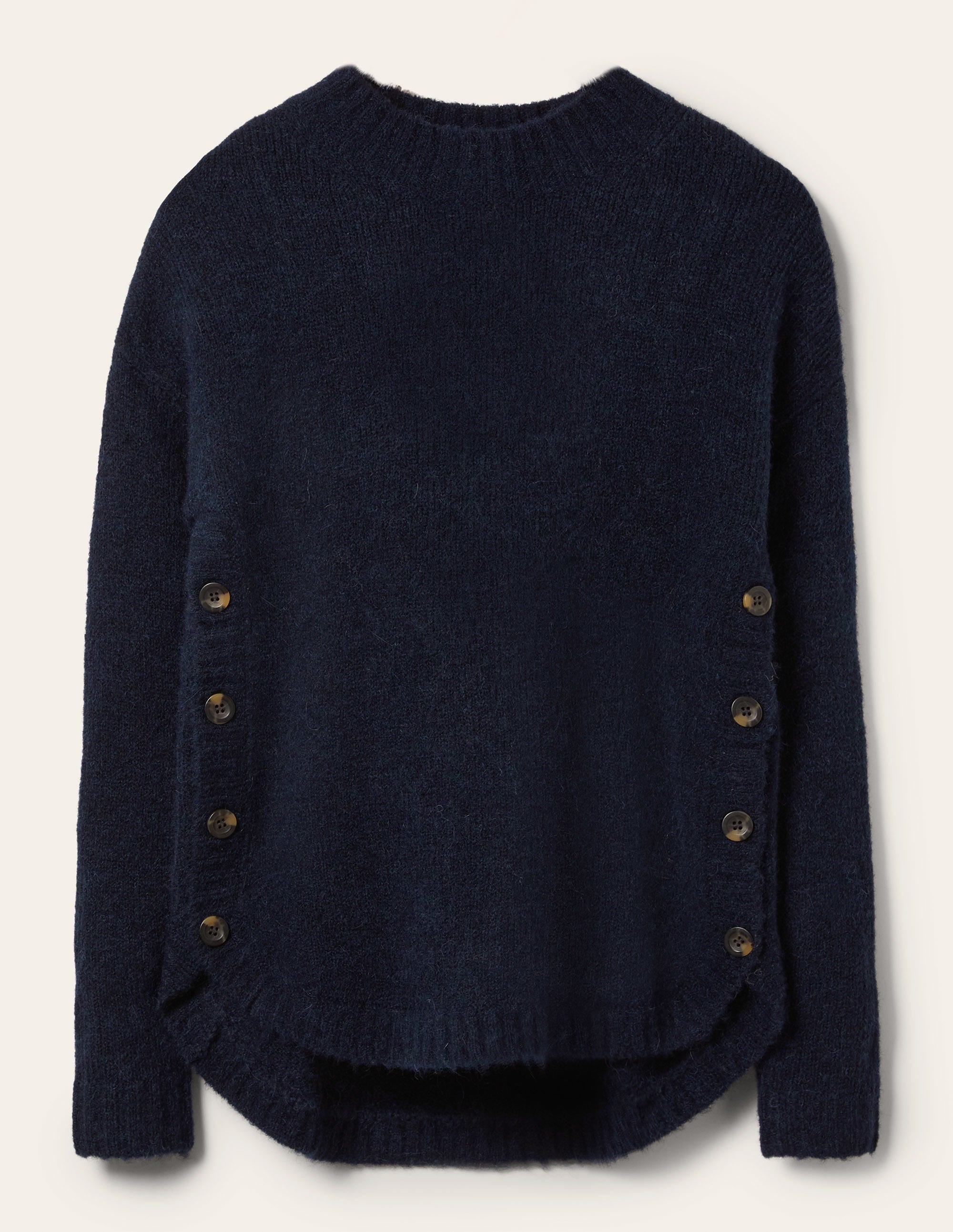 Fluffy Side Button Sweater-Navy - Image 5