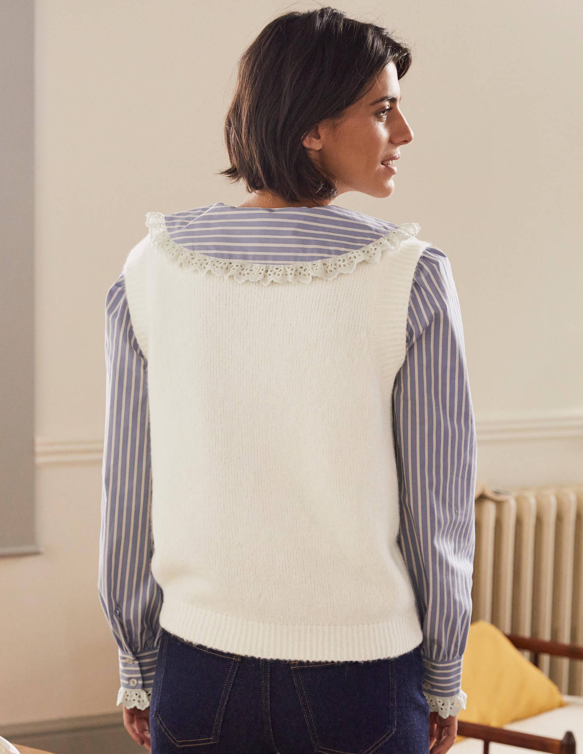Fluffy Sweater Vest-Ivory - Image 3