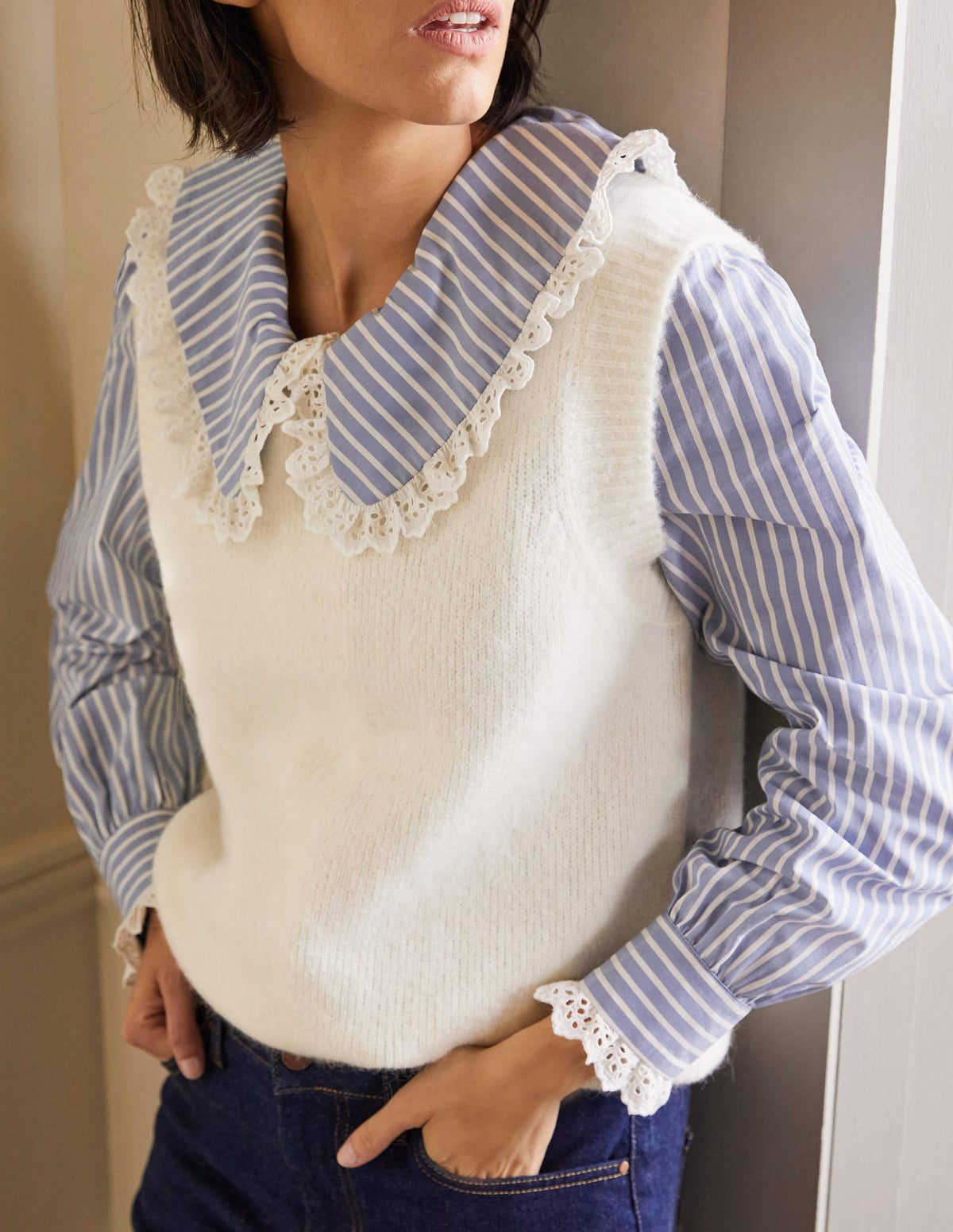 Fluffy Sweater Vest-Ivory-4