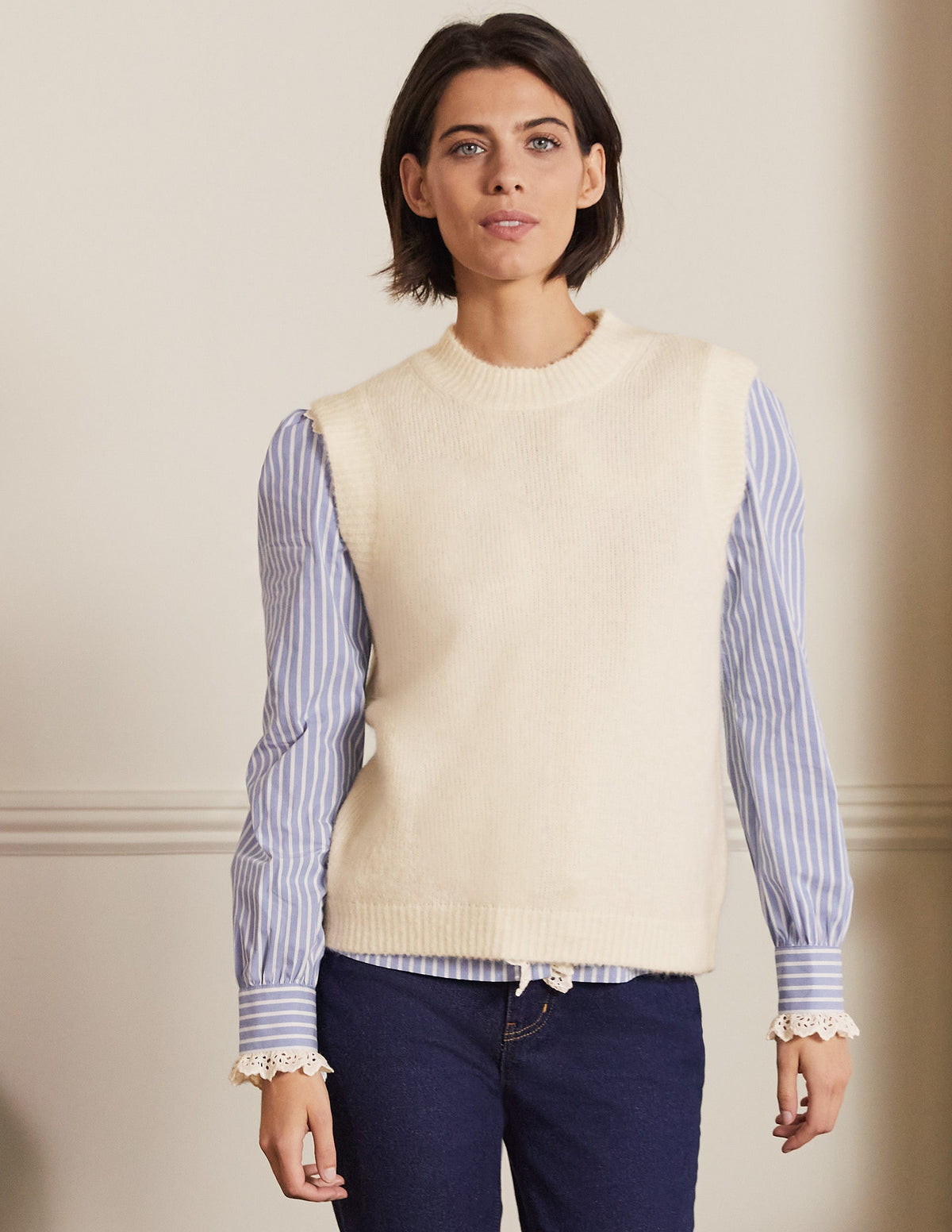 Fluffy Sweater Vest-Ivory-5
