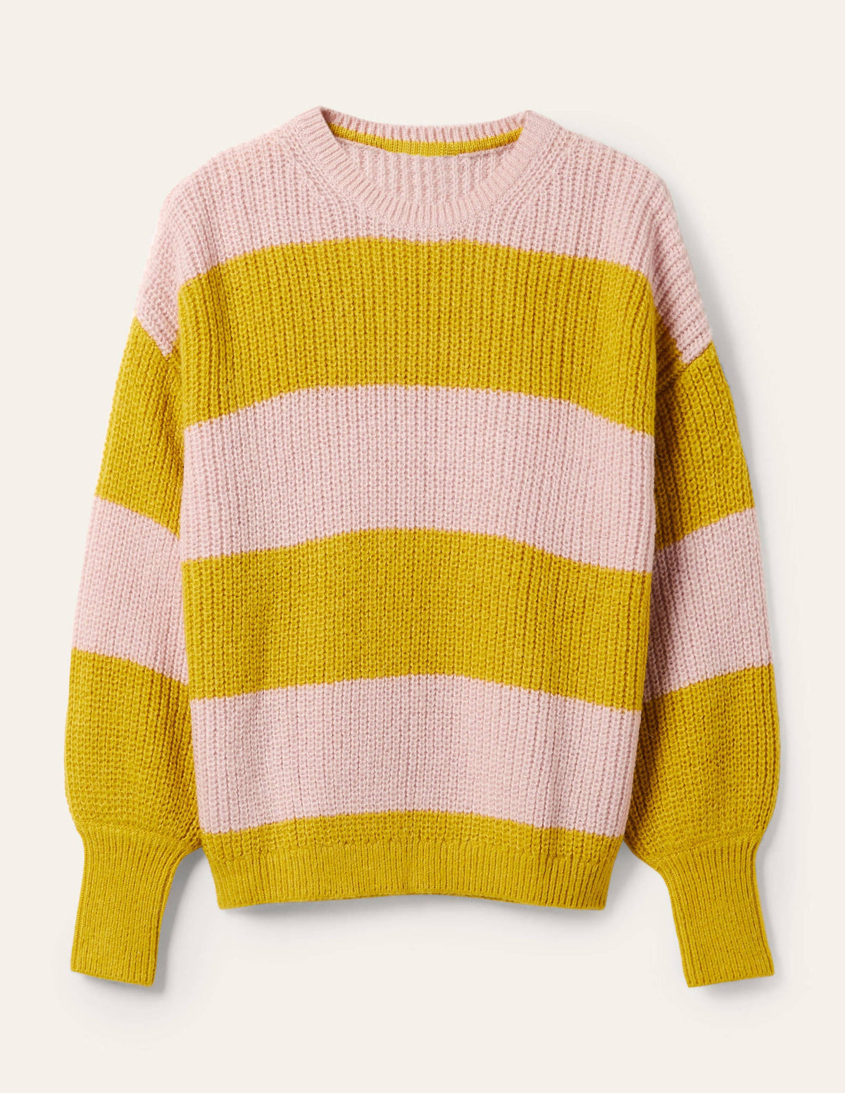 Blouson Cuff Fluffy Sweater-Pink, Yellow Multistripe - Image 5