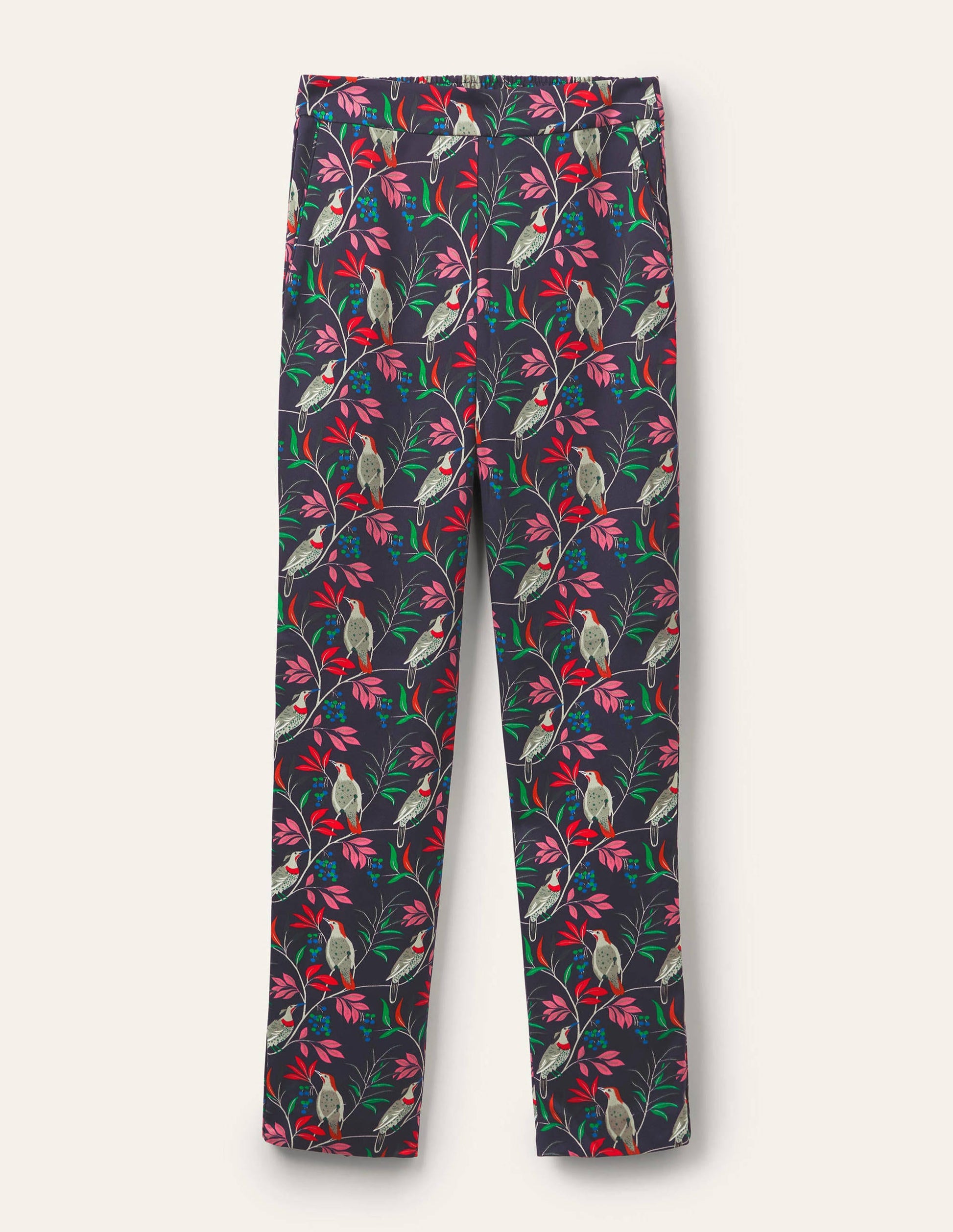 Ludlow Satin Pants-French Navy, Berry Bird-6