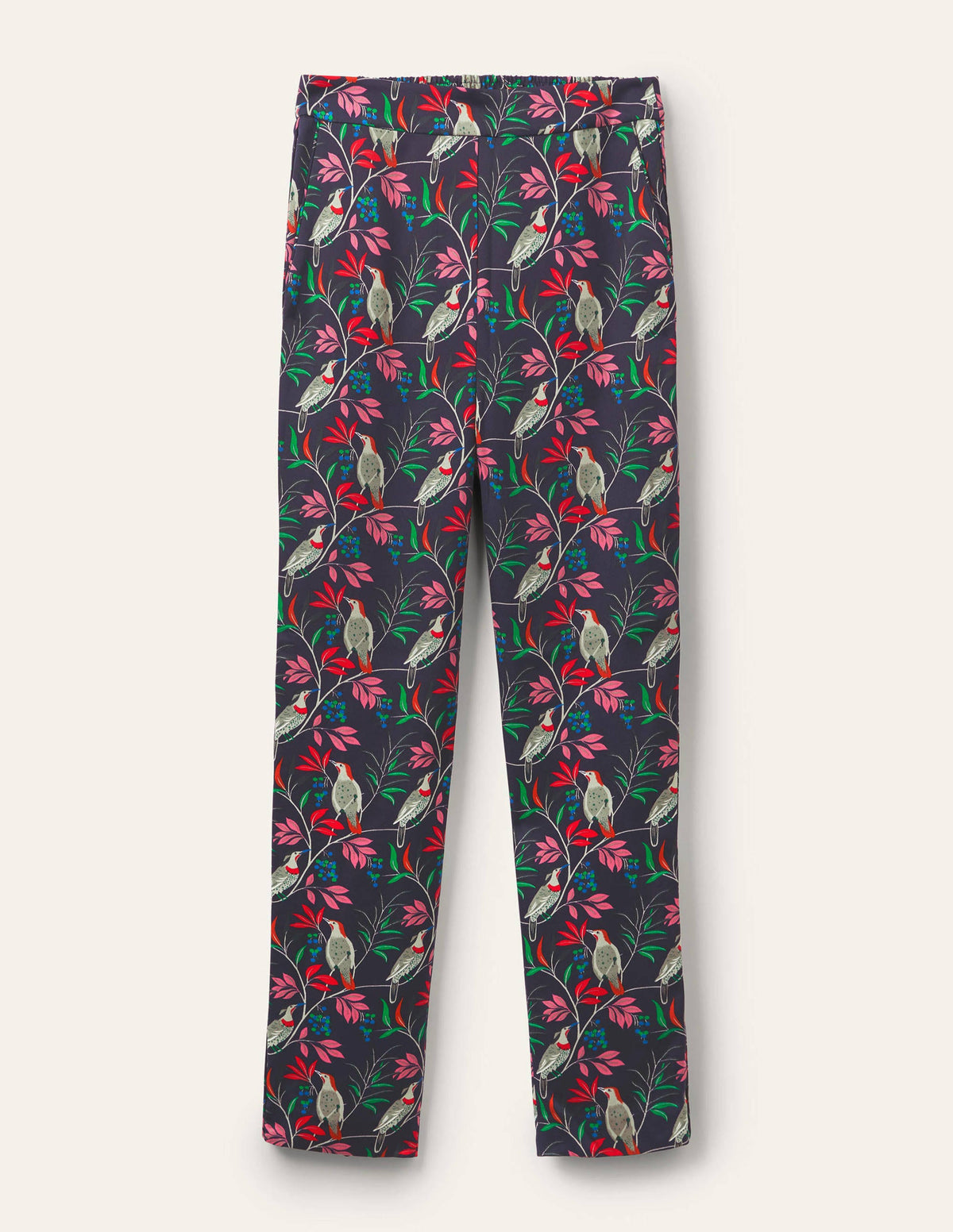 Ludlow Satin Pants-French Navy, Berry Bird - Image 6
