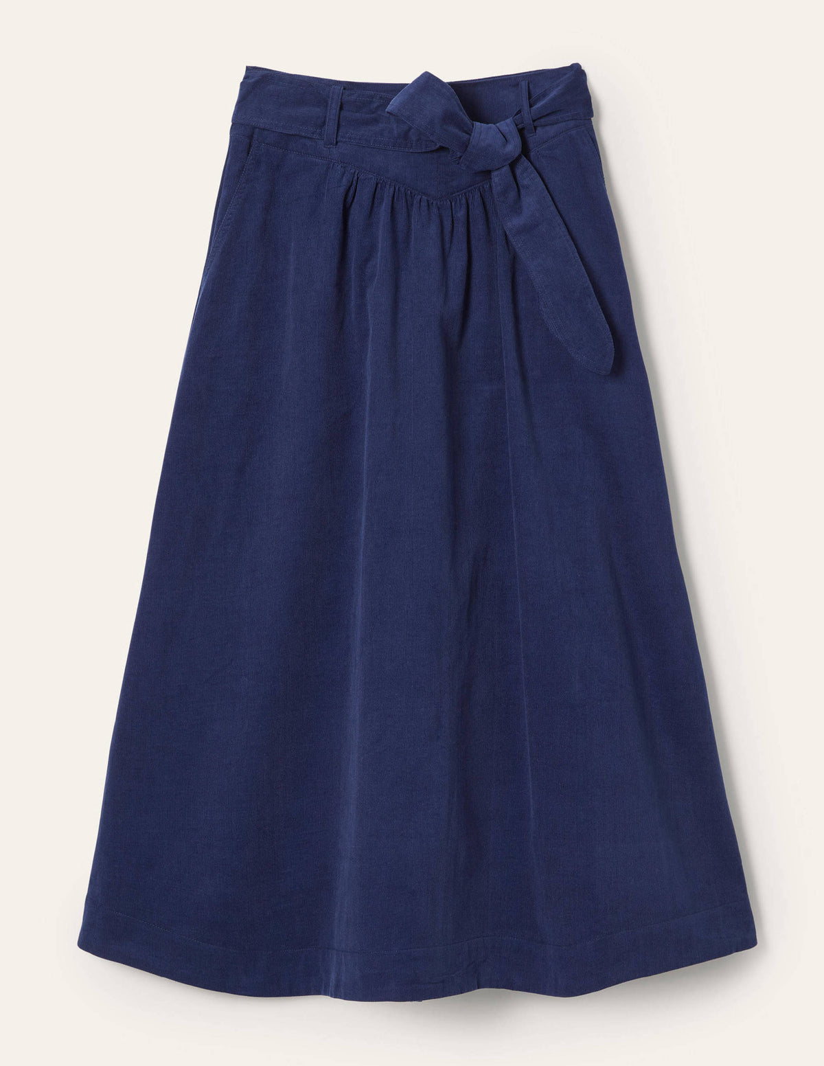 Tie Waist Cord Midaxi Skirt-Night Blue-5