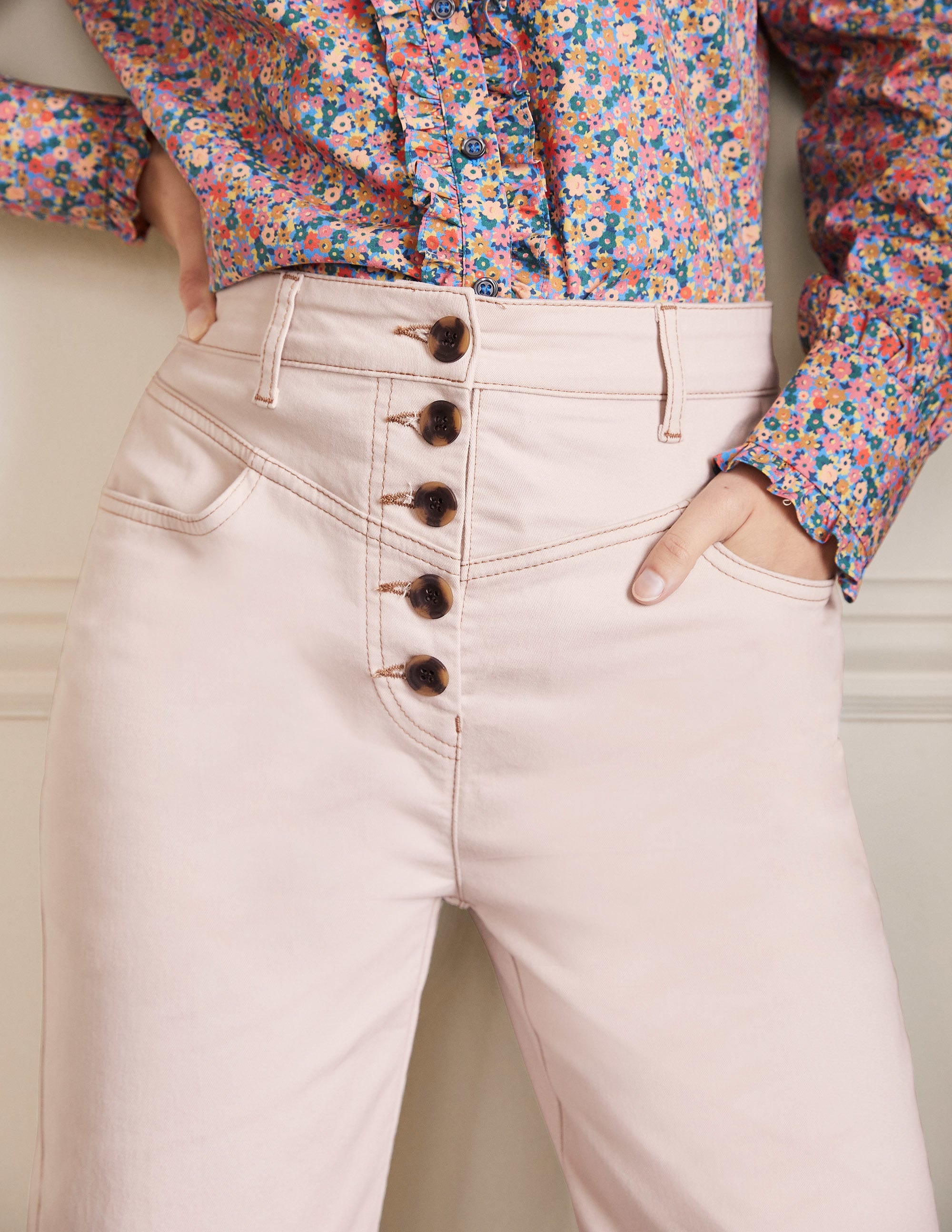 Tapered Chino Pants-Oat Milk - Image 2