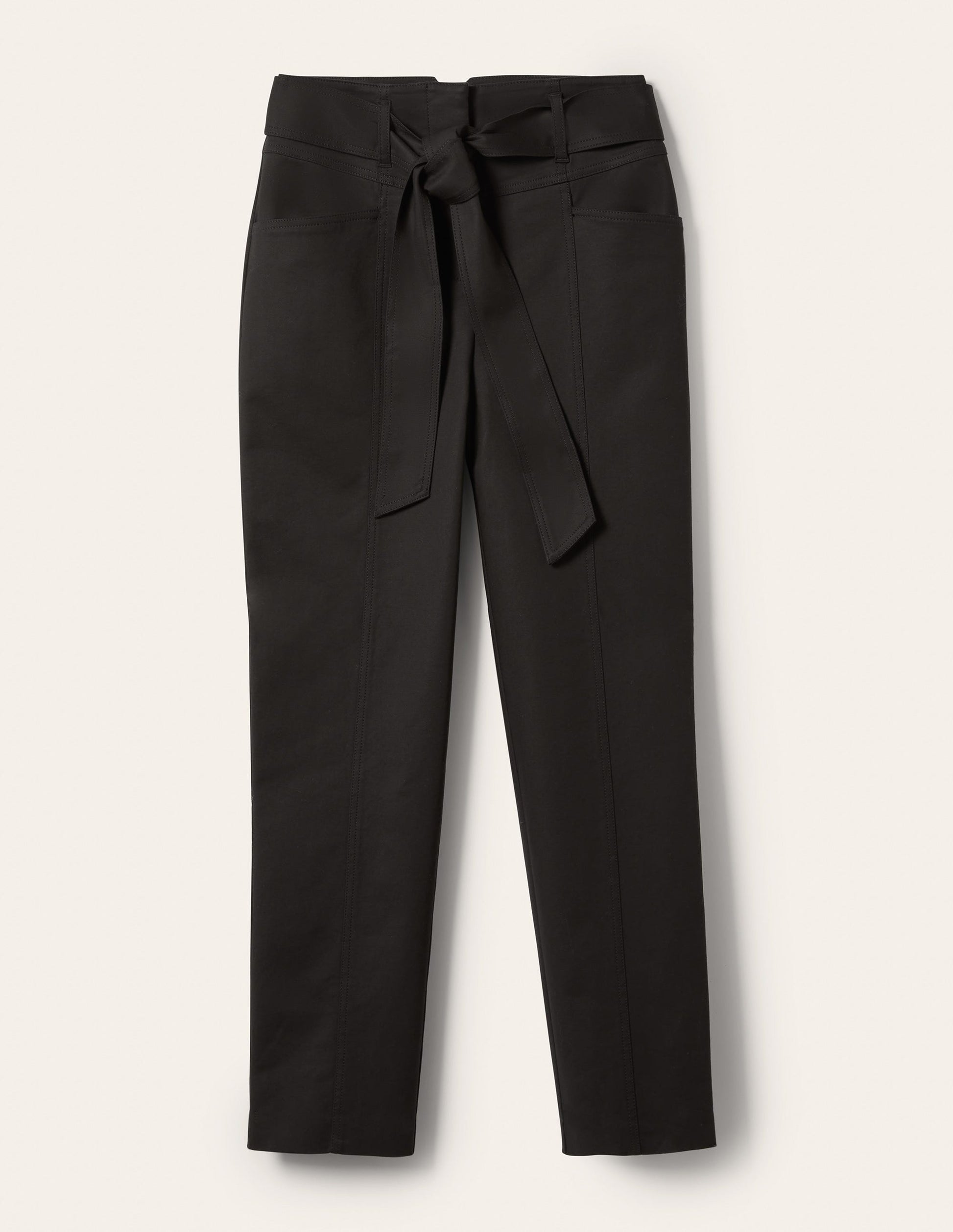Tailored Tie Waist Pants-Black-5