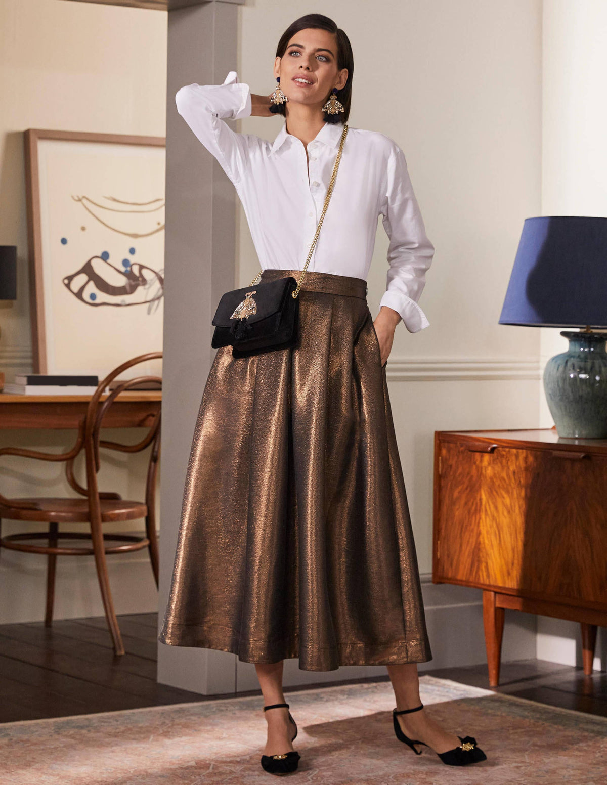 Bronzed Full Midi Skirt-Metallic - Image 4
