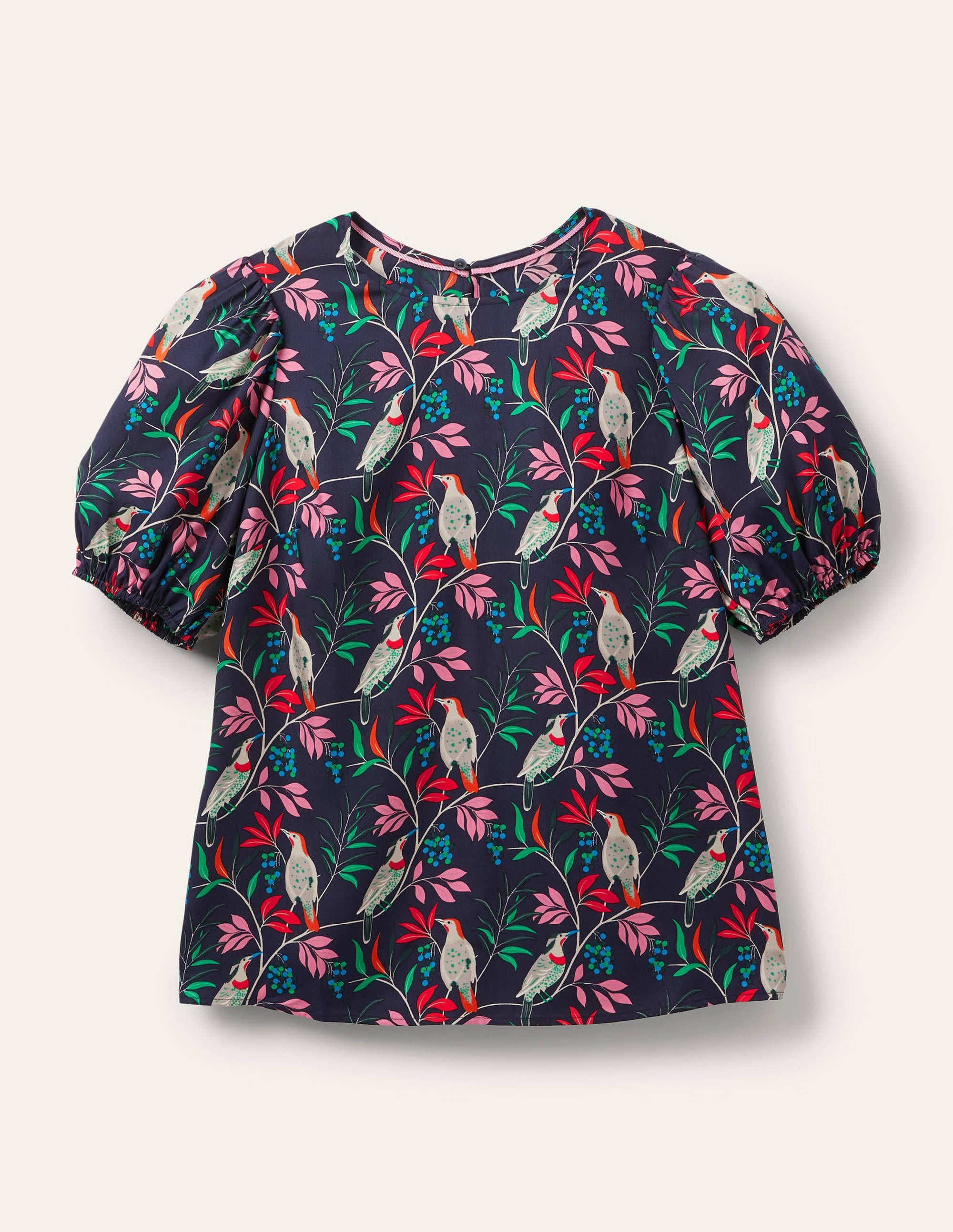 Adriana Puff Sleeve Top-French Navy, Berry Bird - Image 6