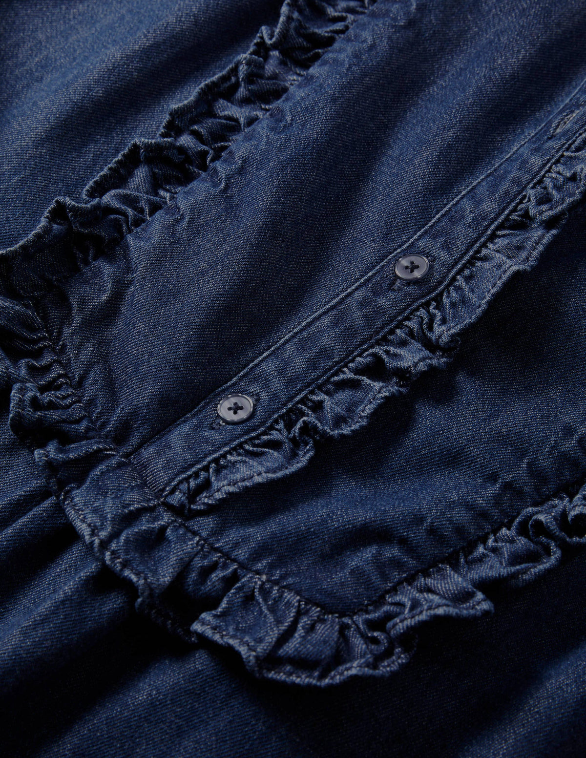 Isla Frill Detail Blouse-Denim-4