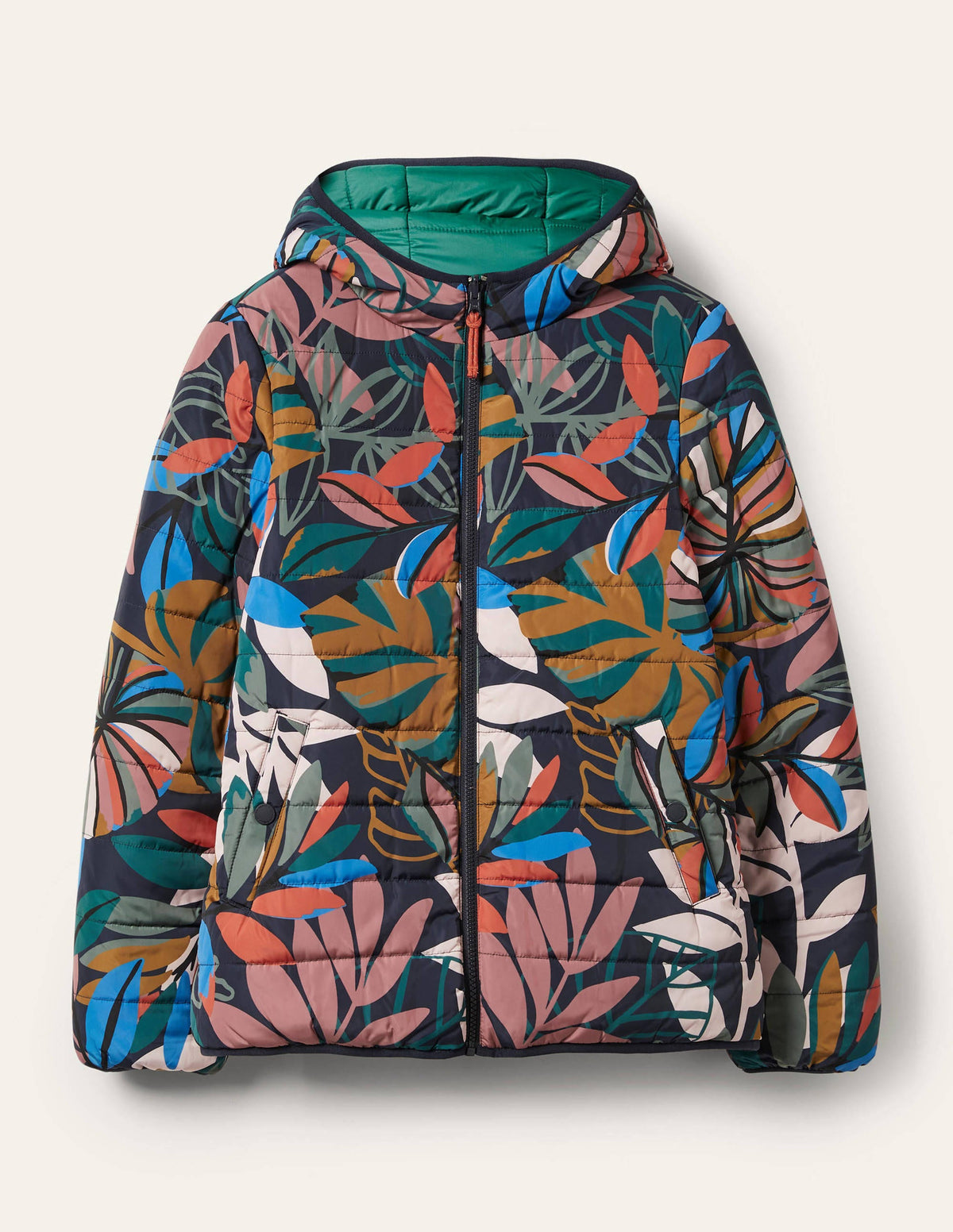 Reversible Puffer Jacket-Navy, Tropic Palm - Image 5