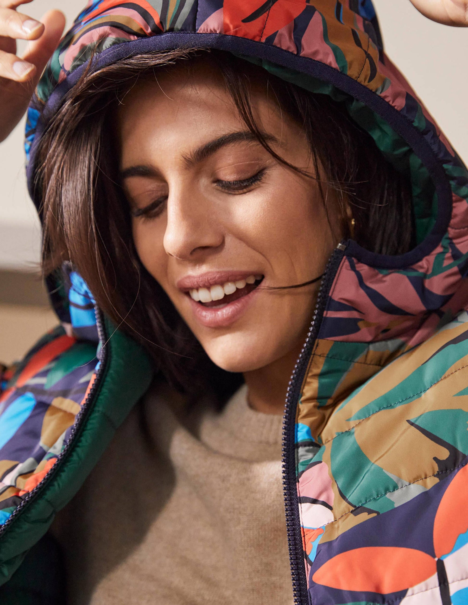 Reversible Puffer Jacket-Navy, Tropic Palm-2