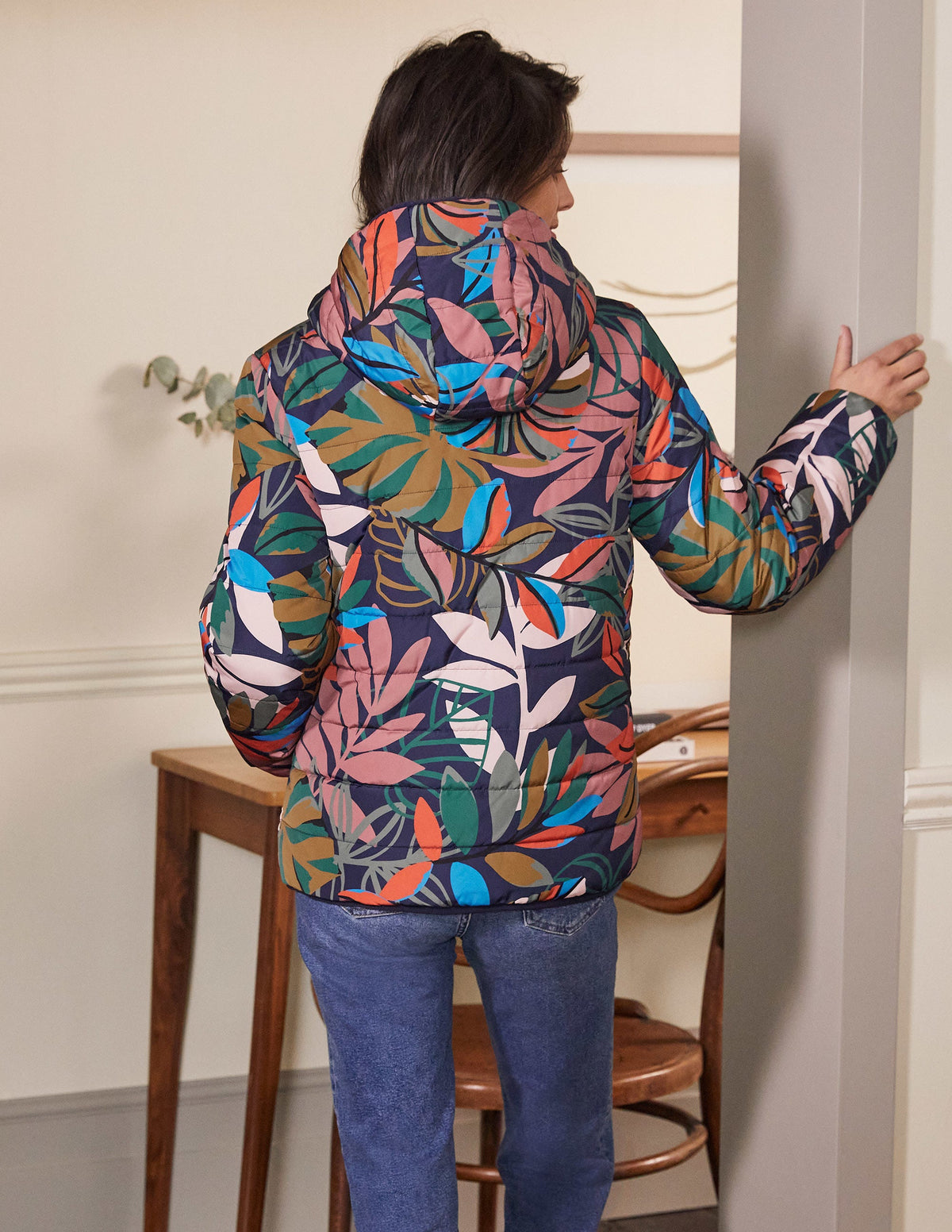 Reversible Puffer Jacket-Navy, Tropic Palm - Image 3