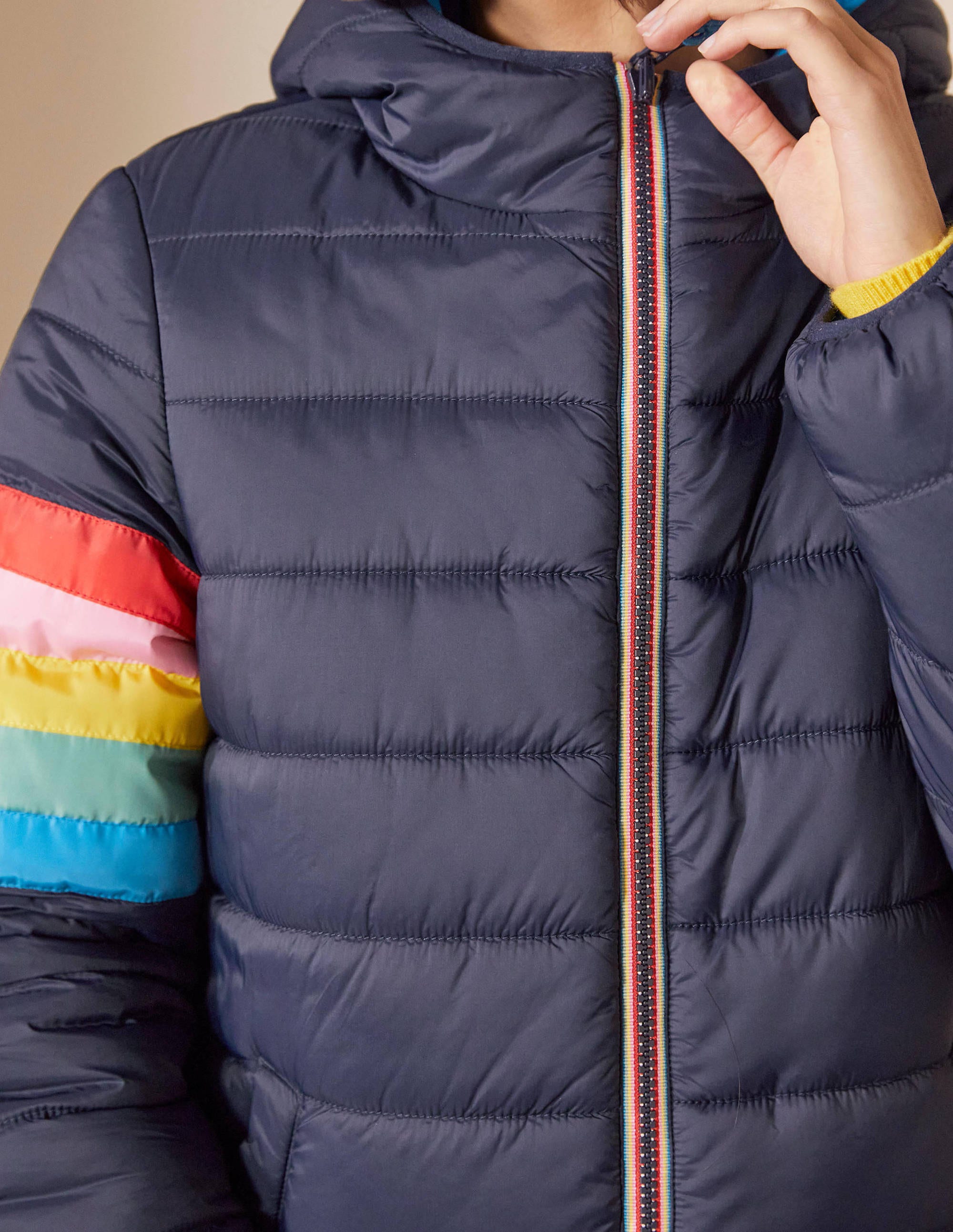 Reversible Puffer Jacket-Navy Stripe/Moroccan Blue - Image 2