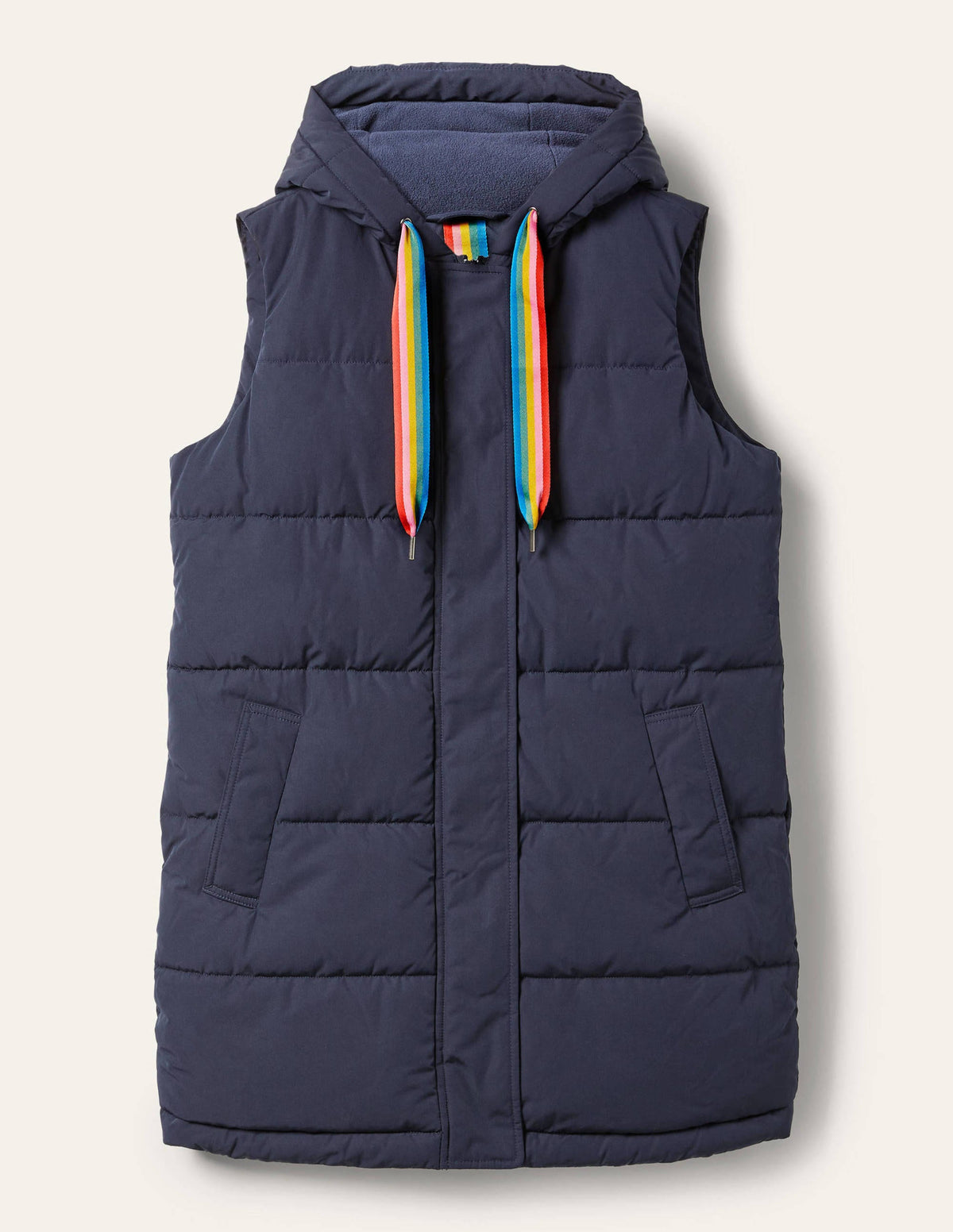 Long Puffer Vest-Navy/Milkshake - Image 5