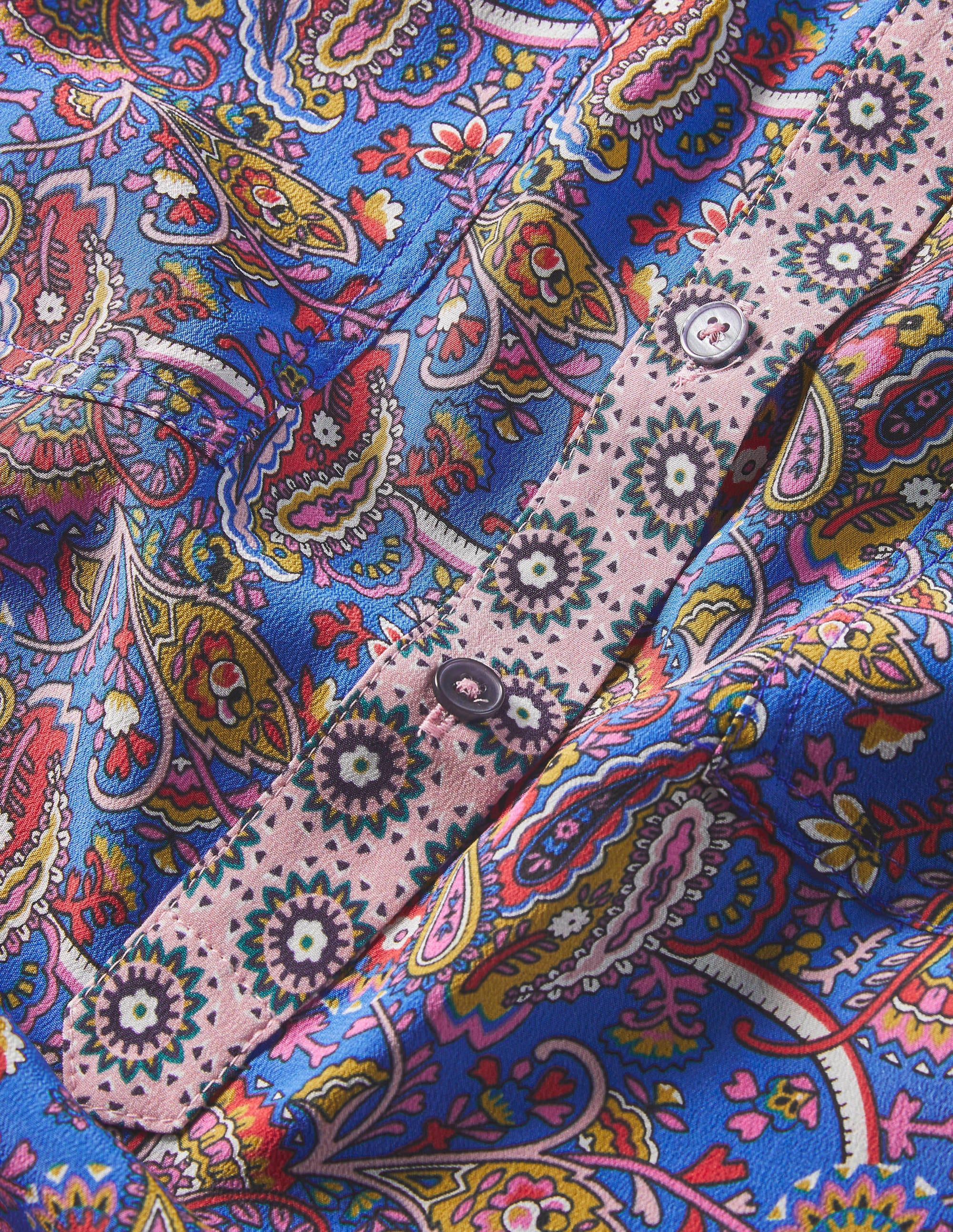 Silk Collarless Blouse-Winter Azure - Image 7
