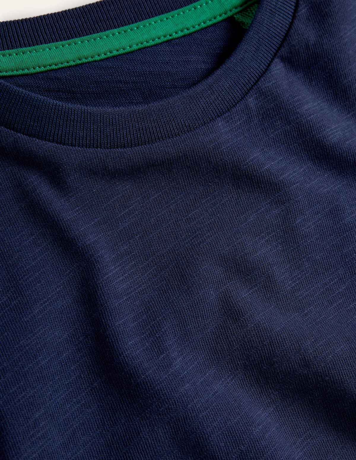 Slub Washed T-shirt-Navy Blue - Image 3