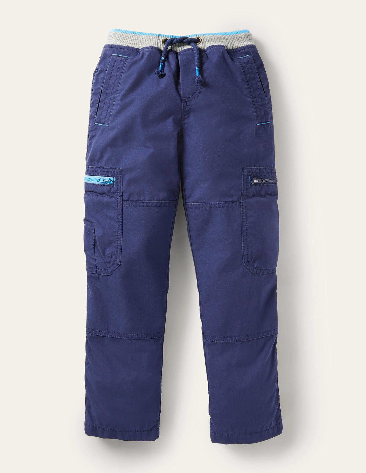 Navy Draw String Cargo Pants-College Navy-1