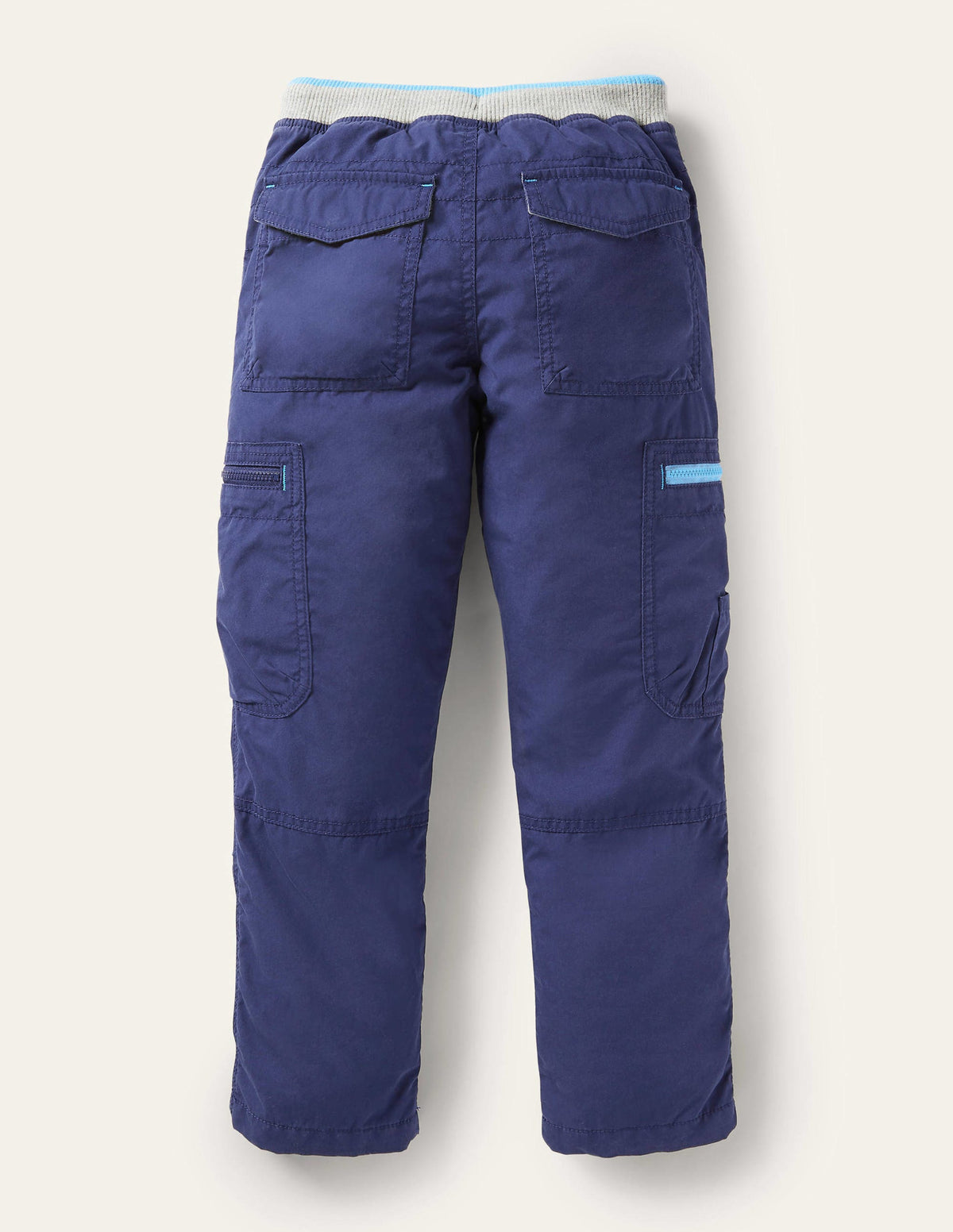 Navy Draw String Cargo Pants-College Navy - Image 2