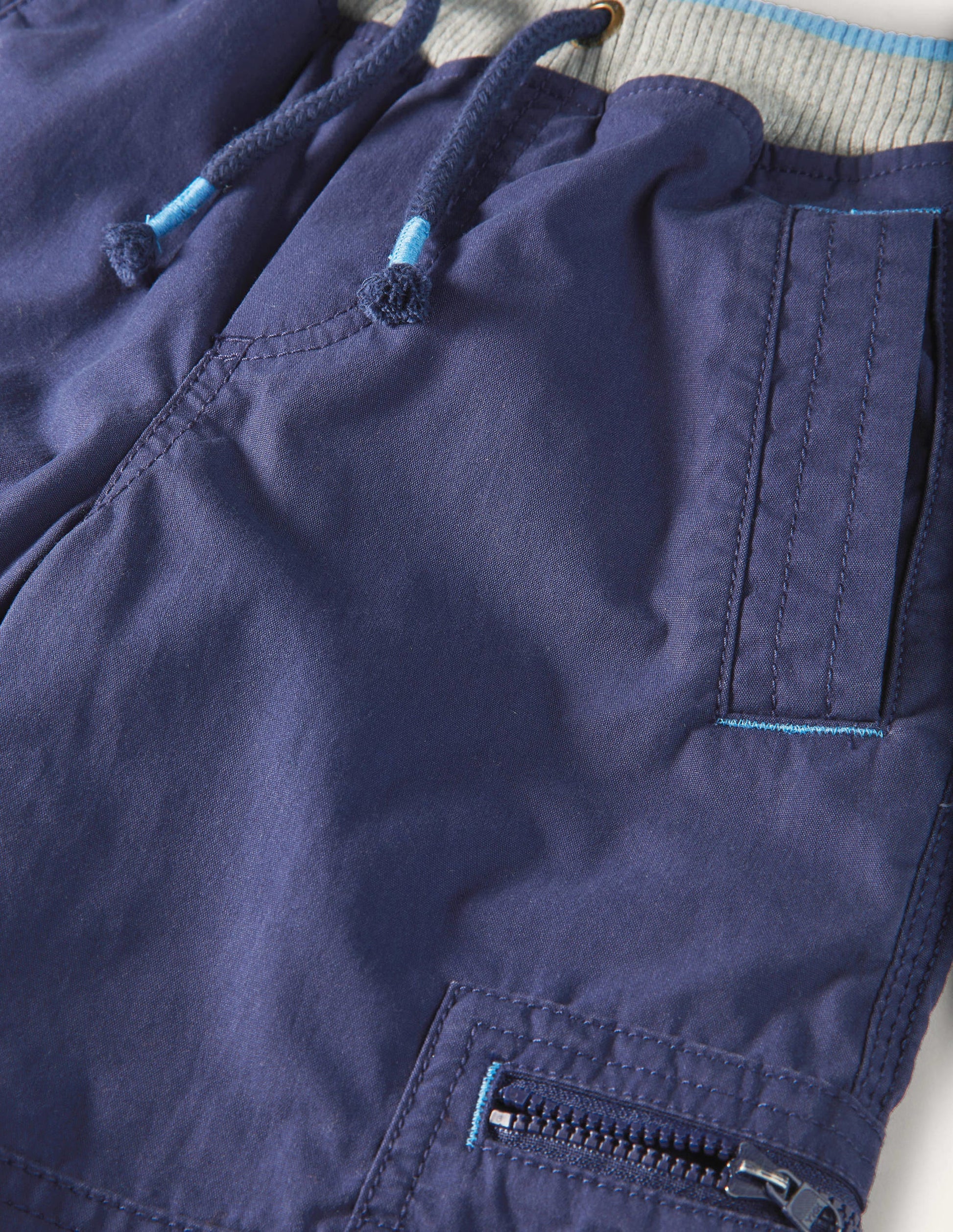 Navy Draw String Cargo Pants-College Navy-3
