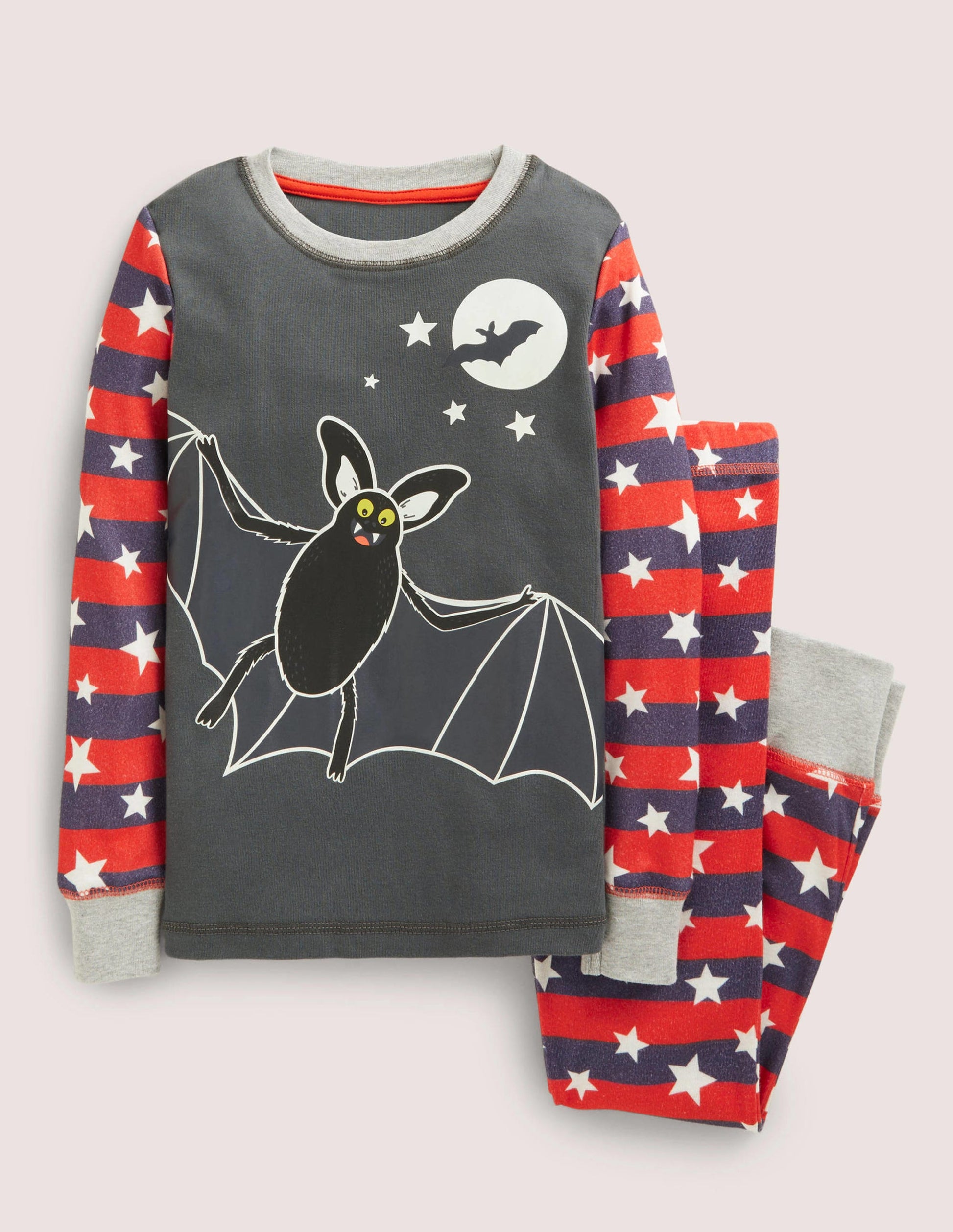 Grey Bat Glow-in-the-dark Halloween Pajamas-Smoke Grey Bat-1