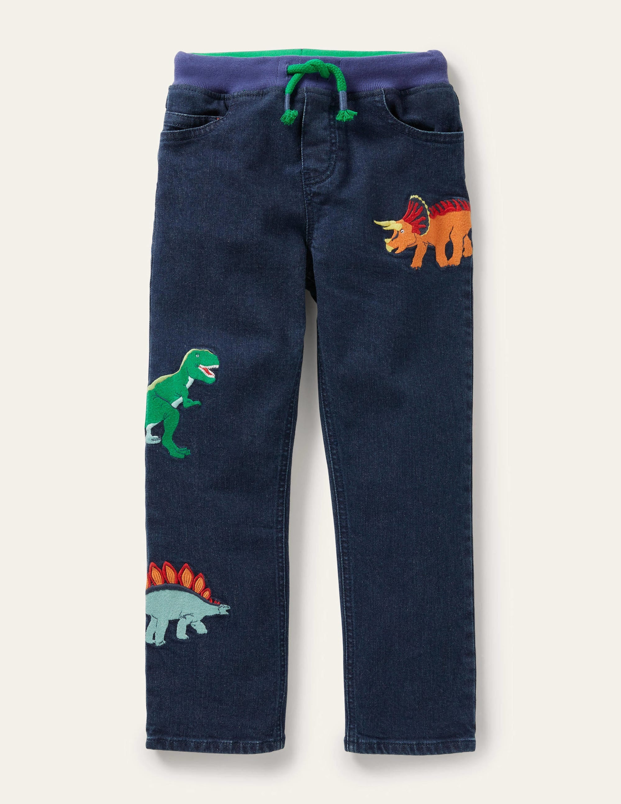 Dinosaur Pull-on Denim Jeans-Mid Vintage Dinos - Image 1