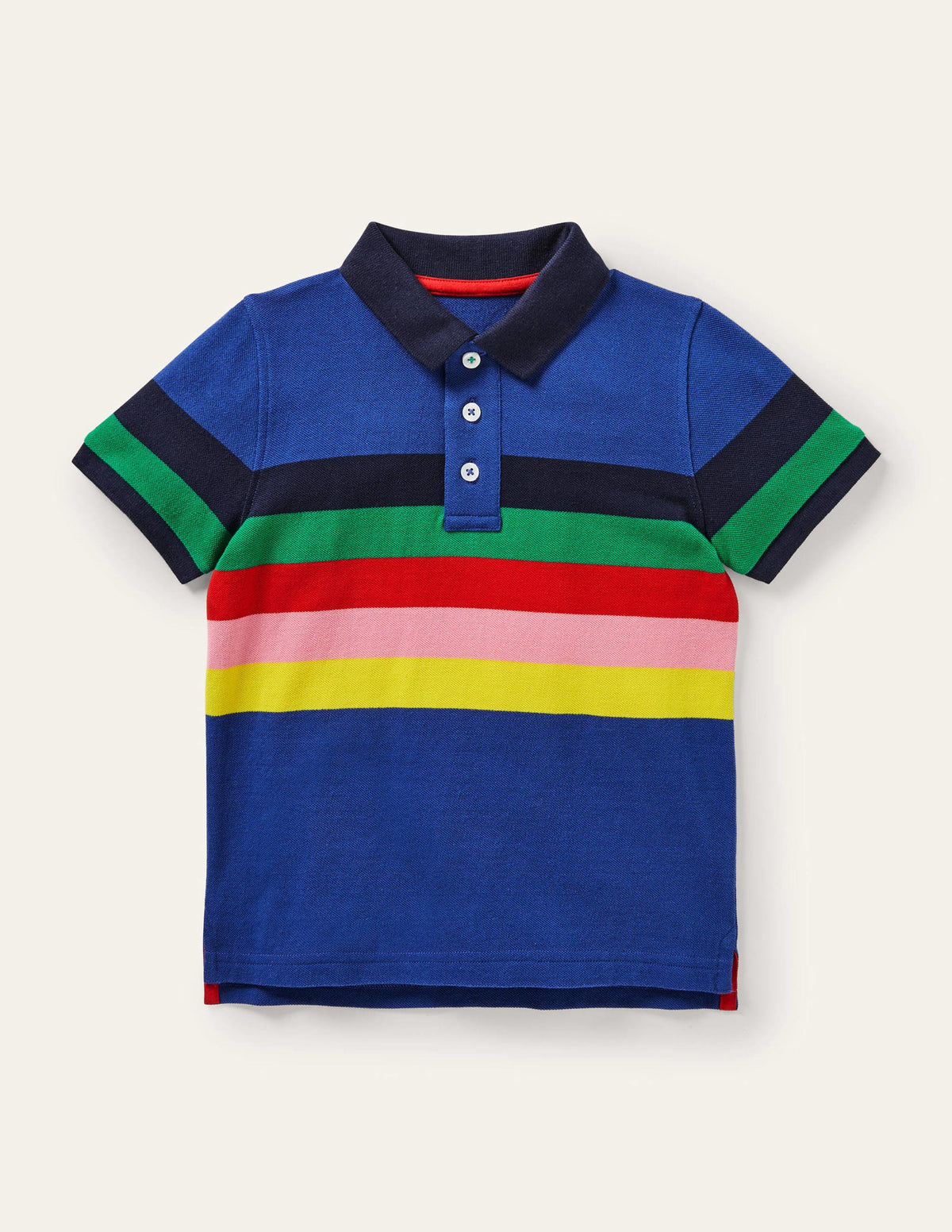 Piqué Polo Shirt-Delft Blue/Rainbow-1