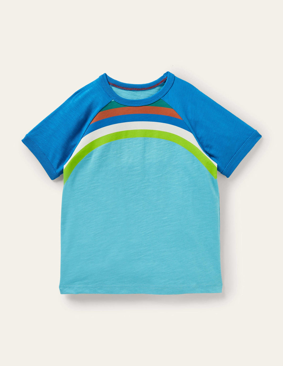 Colourblock Raglan T-shirt-Aqua Blue Rainbow - Image 1
