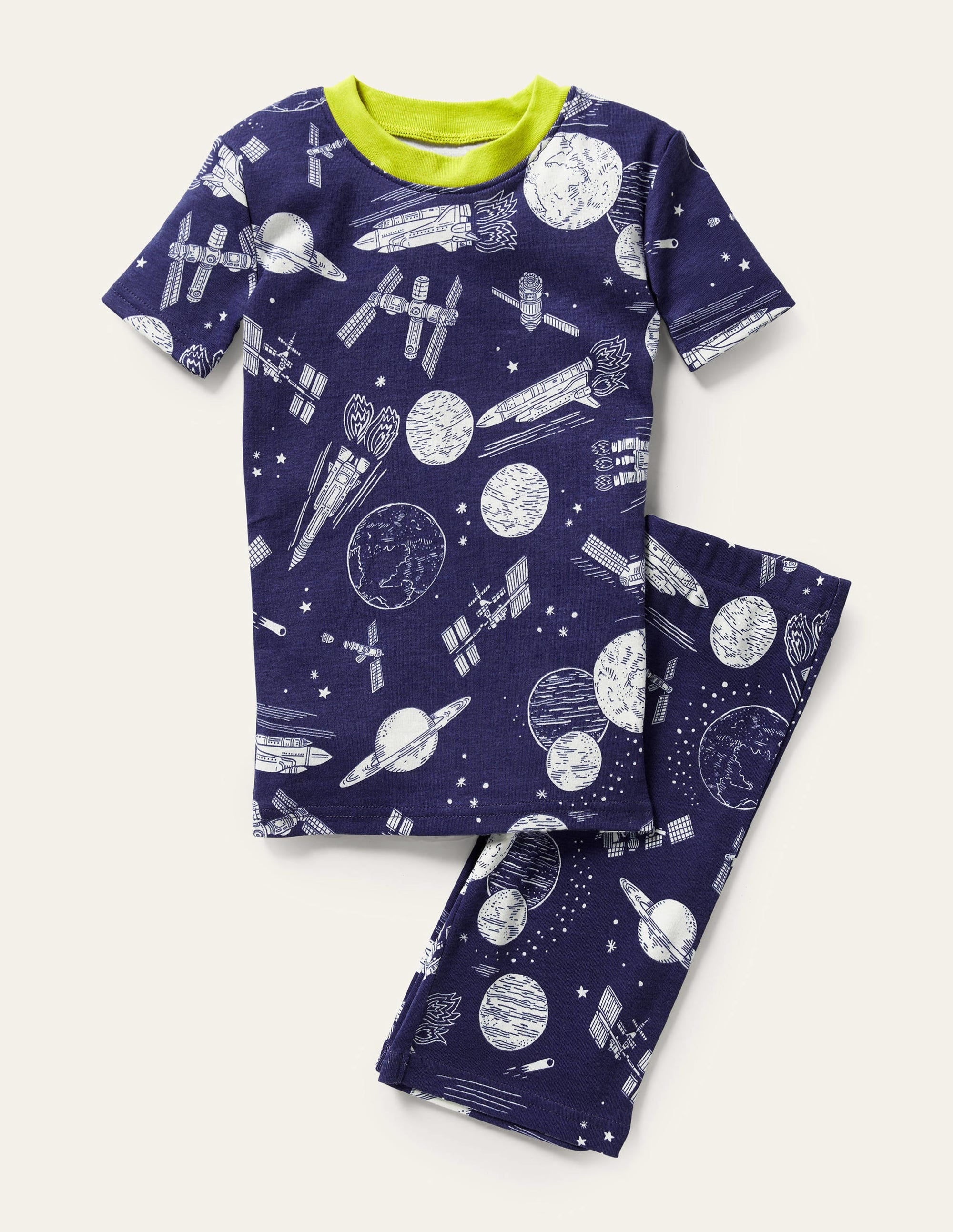 Snug Short John Glow Pyjamas-Starboard Blue Space - Image 1