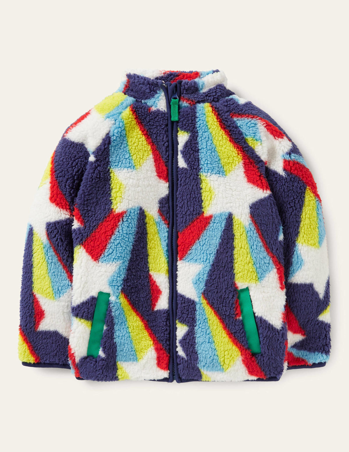 Blue Star Print Zip-up Fleece Jacket-Starboard Blue Shooting Star - Image 1