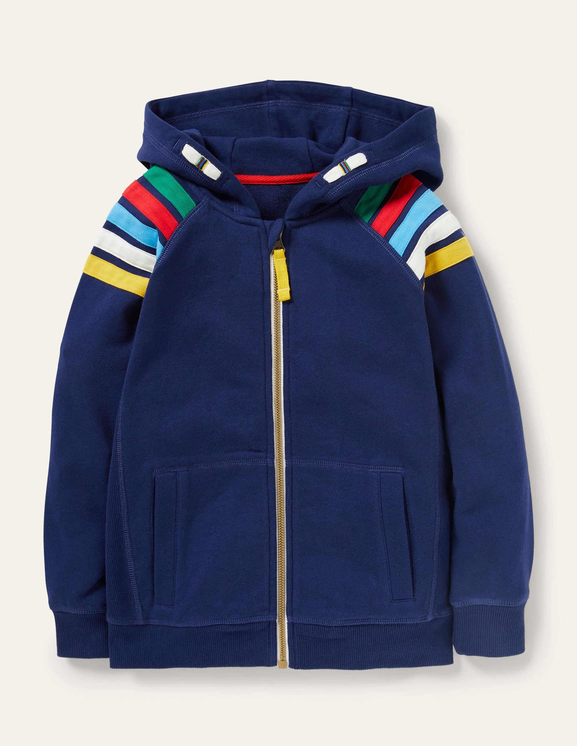 Rainbow Sleeve Zip-Up Hoodie-College Navy - Image 1
