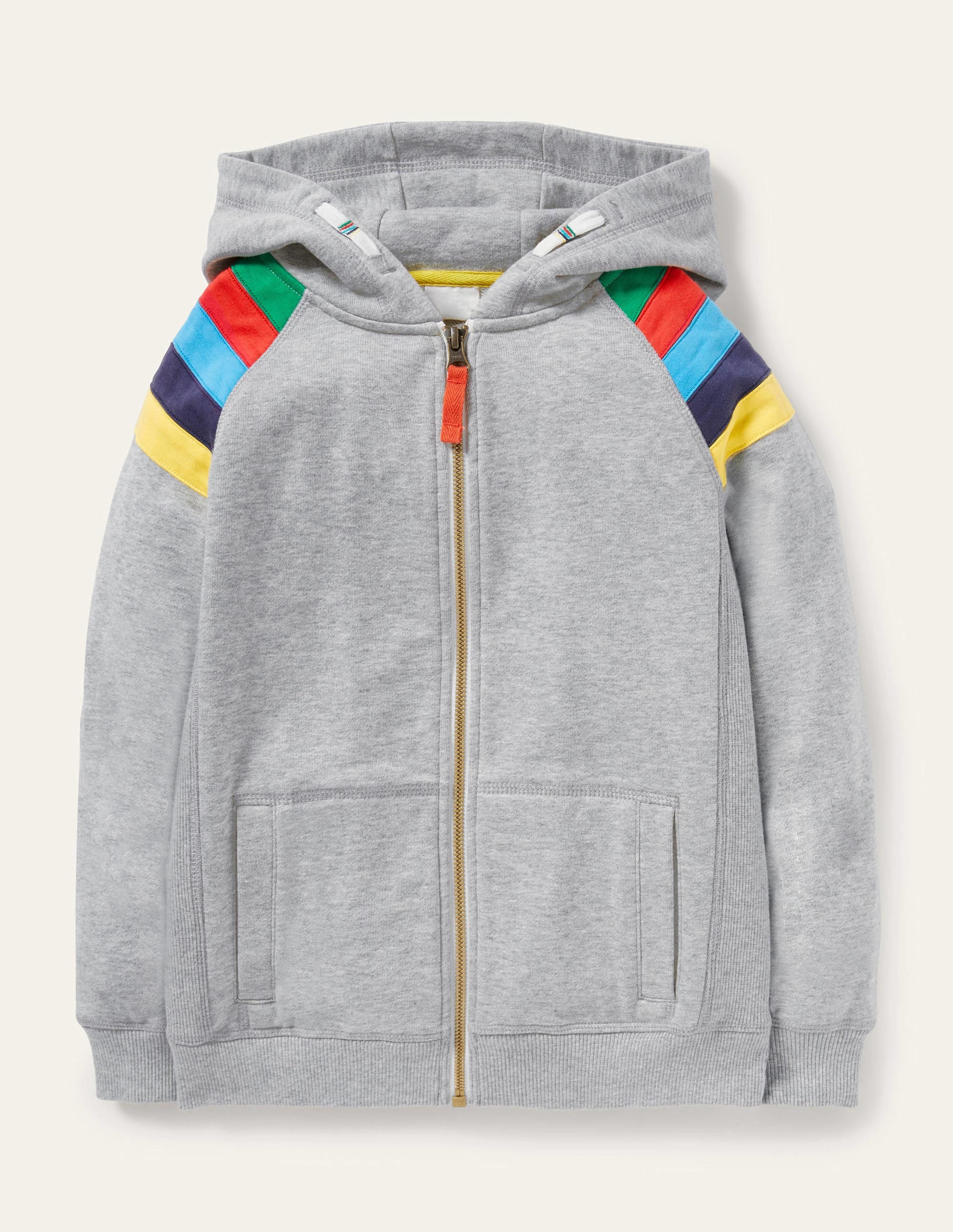 Rainbow Sleeve Zip-Up Hoodie-Grey Marl - Image 1