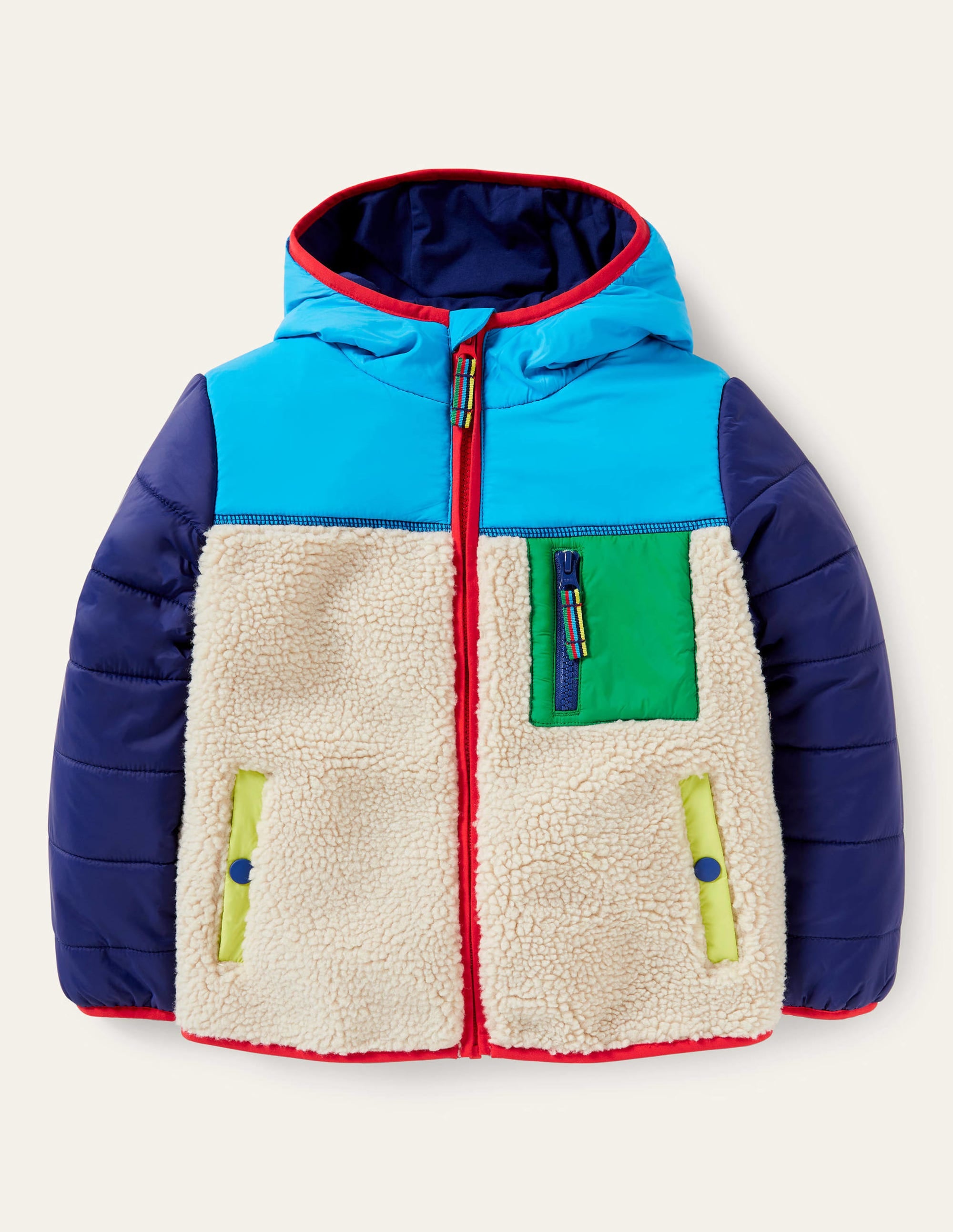 Colorblock Zip-up Fleece Jacket-Multi Colourblock - Image 1