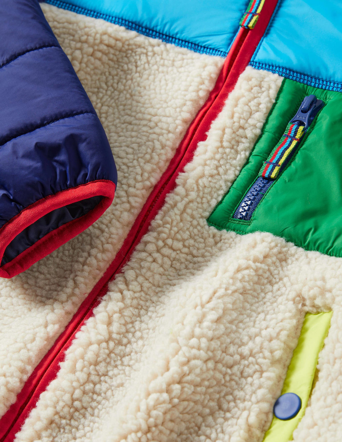 Colorblock Zip-up Fleece Jacket-Multi Colourblock - Image 3