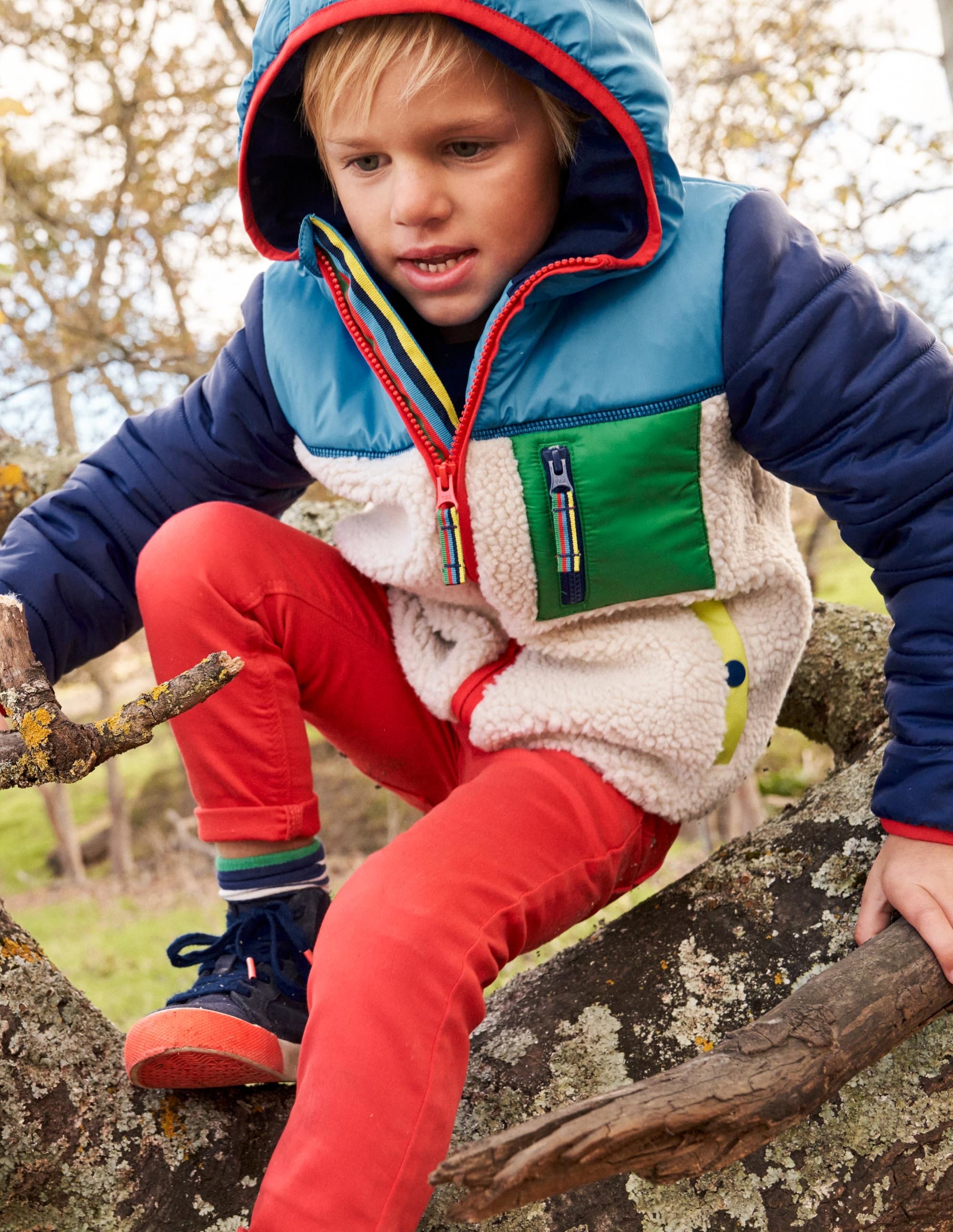 Colorblock Zip-up Fleece Jacket-Multi Colourblock - Image 4
