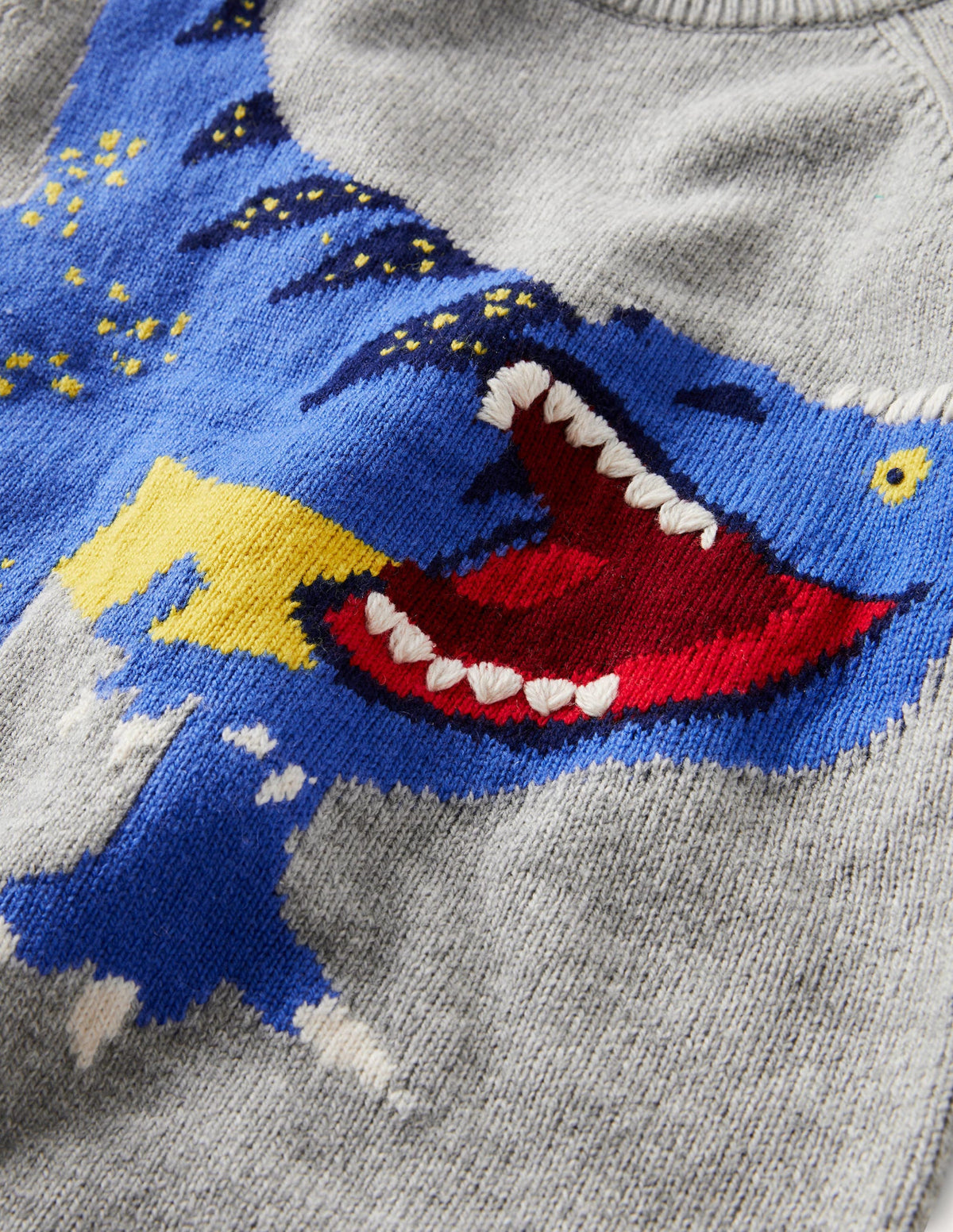 Fun Sweater-Grey Melange Dinosaur - Image 3
