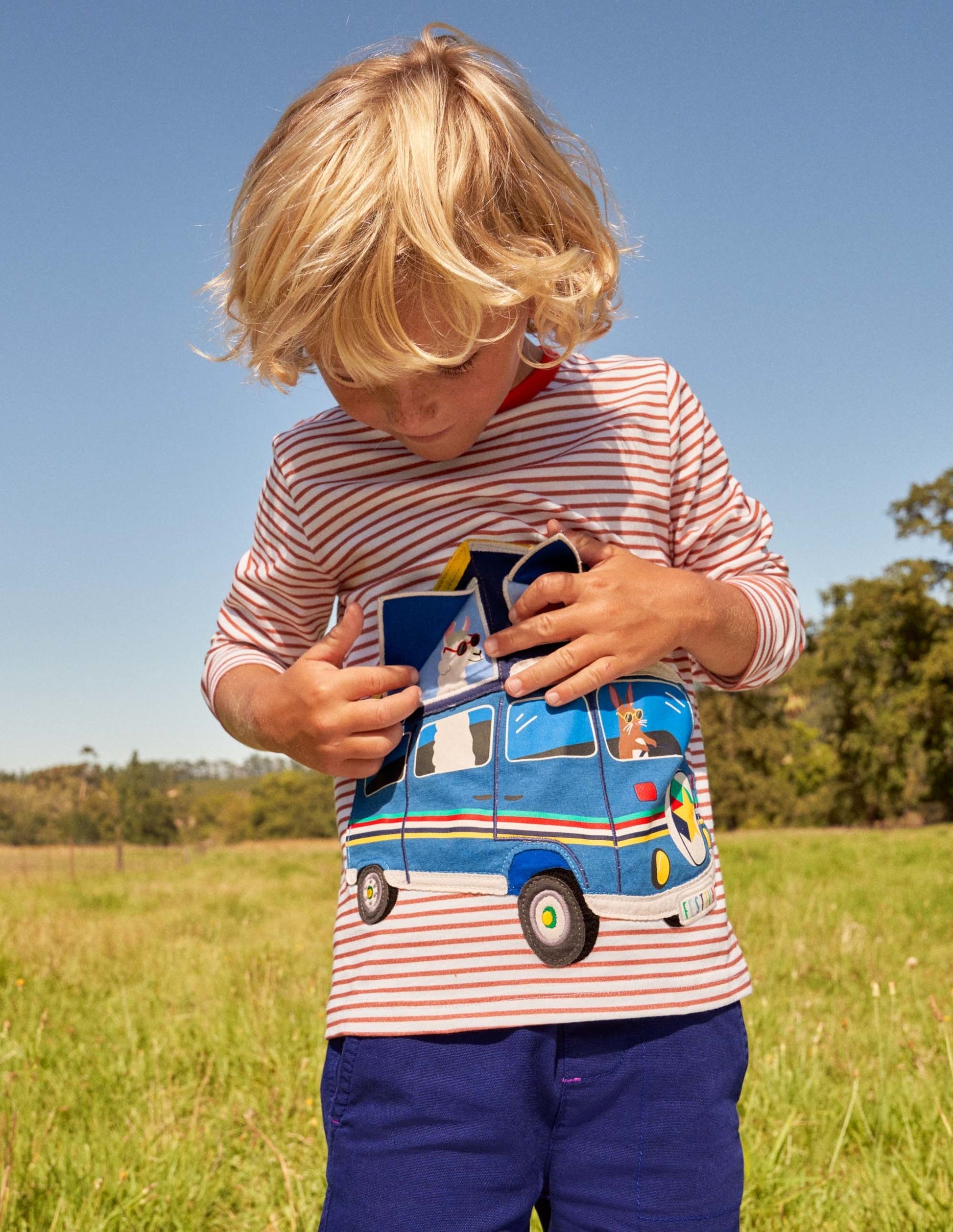 Lift-the-flap Vehicle T-shirt-Strawberry Red/Ivory Camper-6