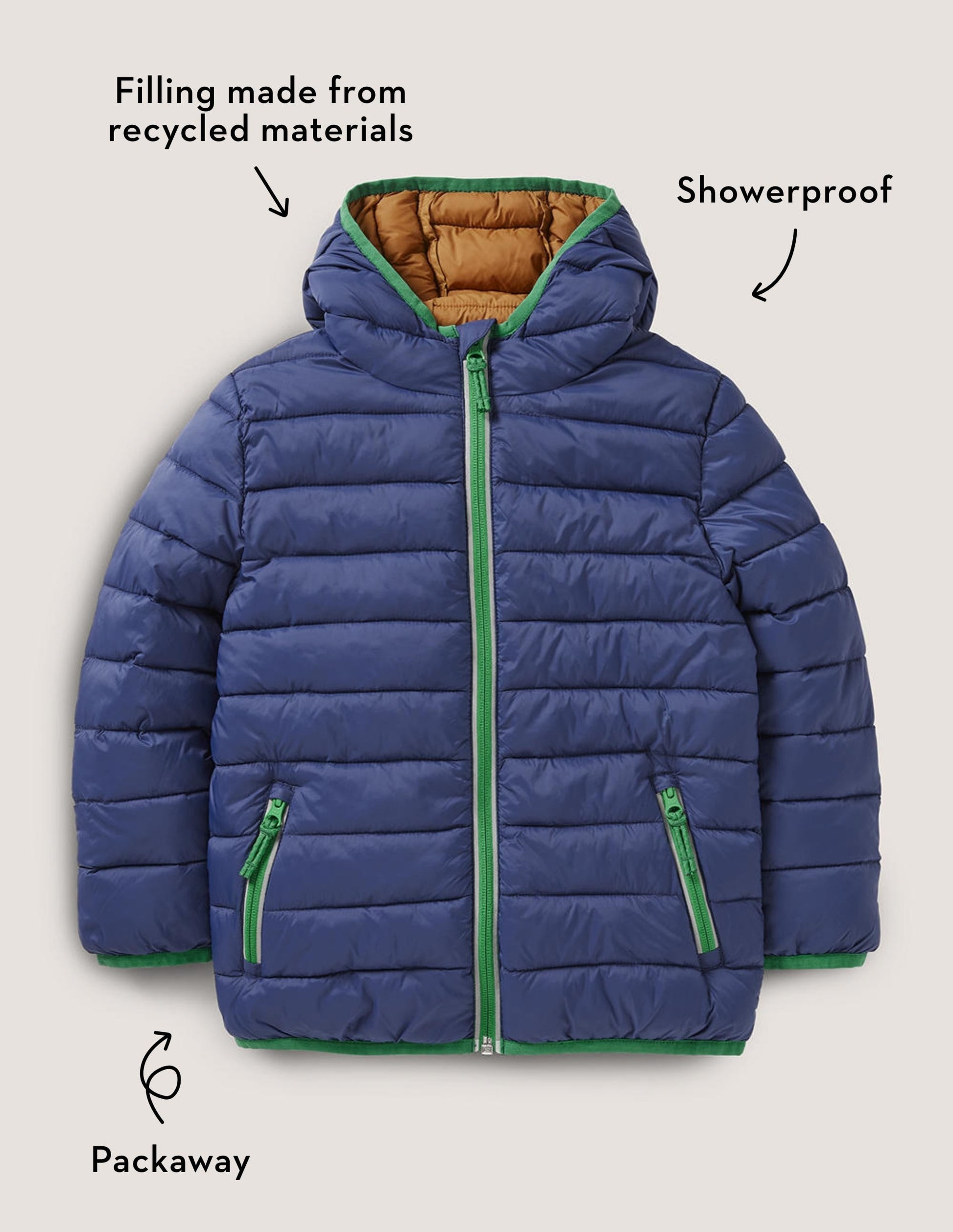 Cosy Pack-away Padded Jacket-Navy /Nutty Brown-4