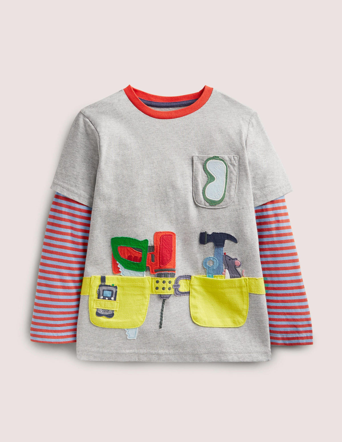 Occupational Appliqué T-shirt-Grey Marl Builder-1