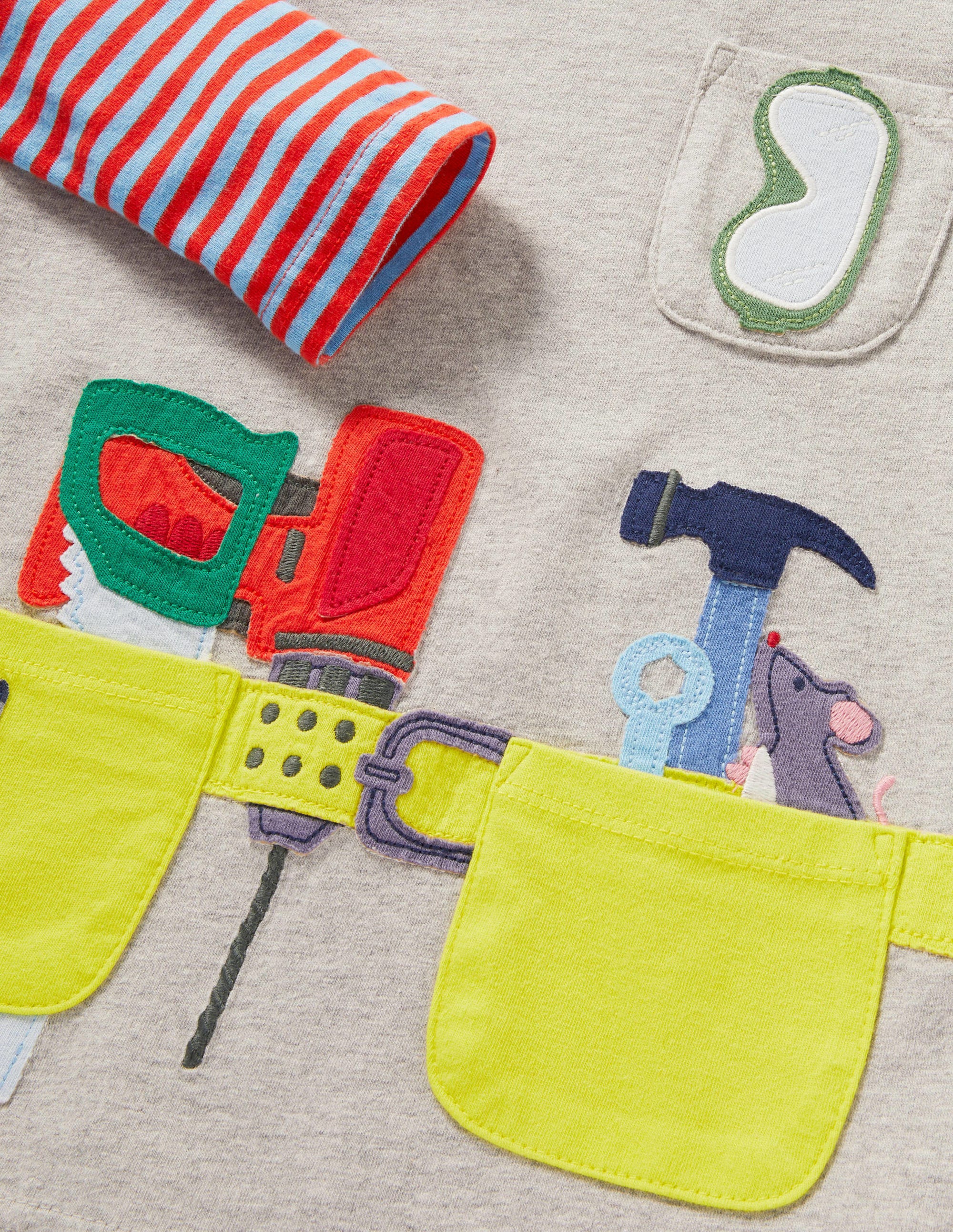 Occupational Appliqué T-shirt-Grey Marl Builder - Image 3
