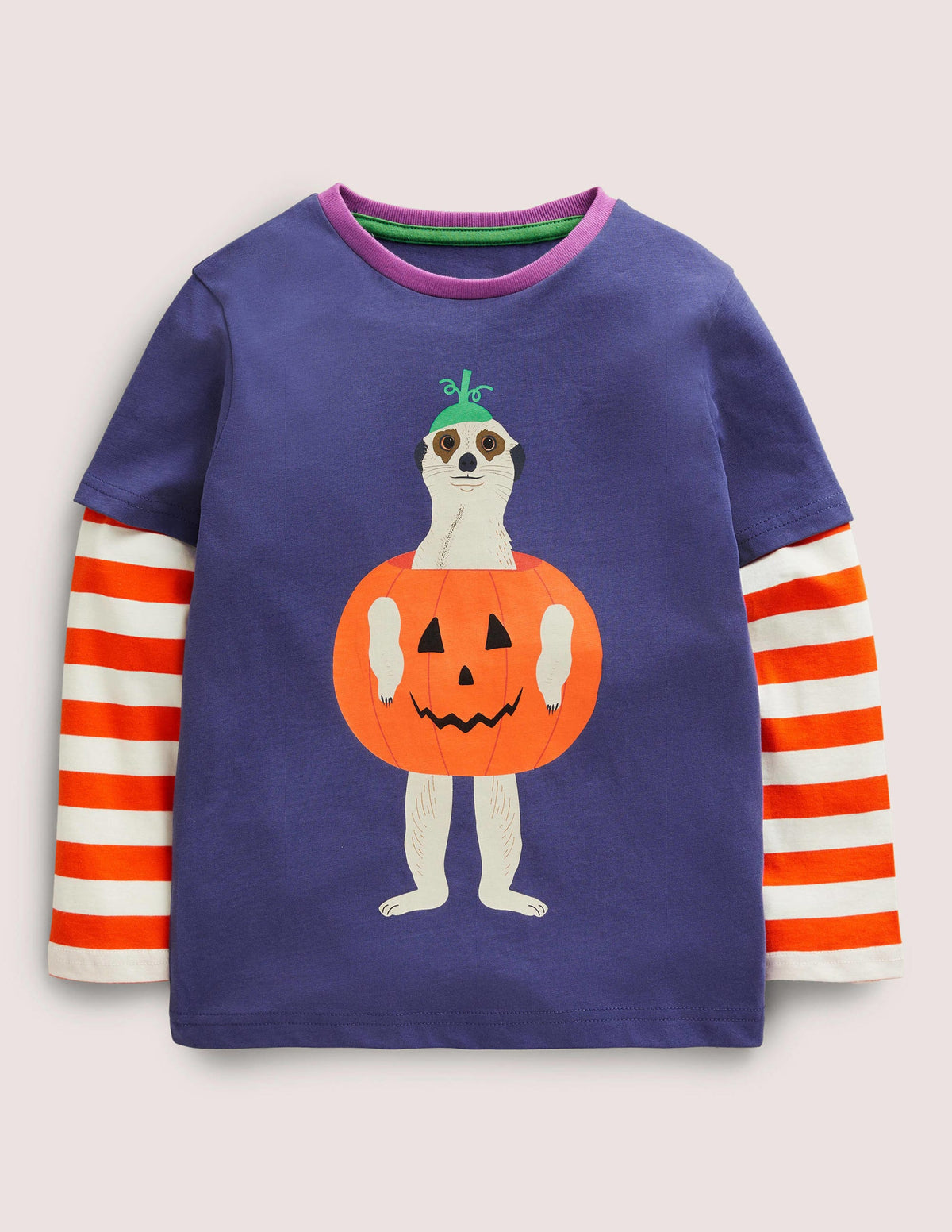Halloween Double Layer T-shirt-Navy/Ivory Meerkat-1